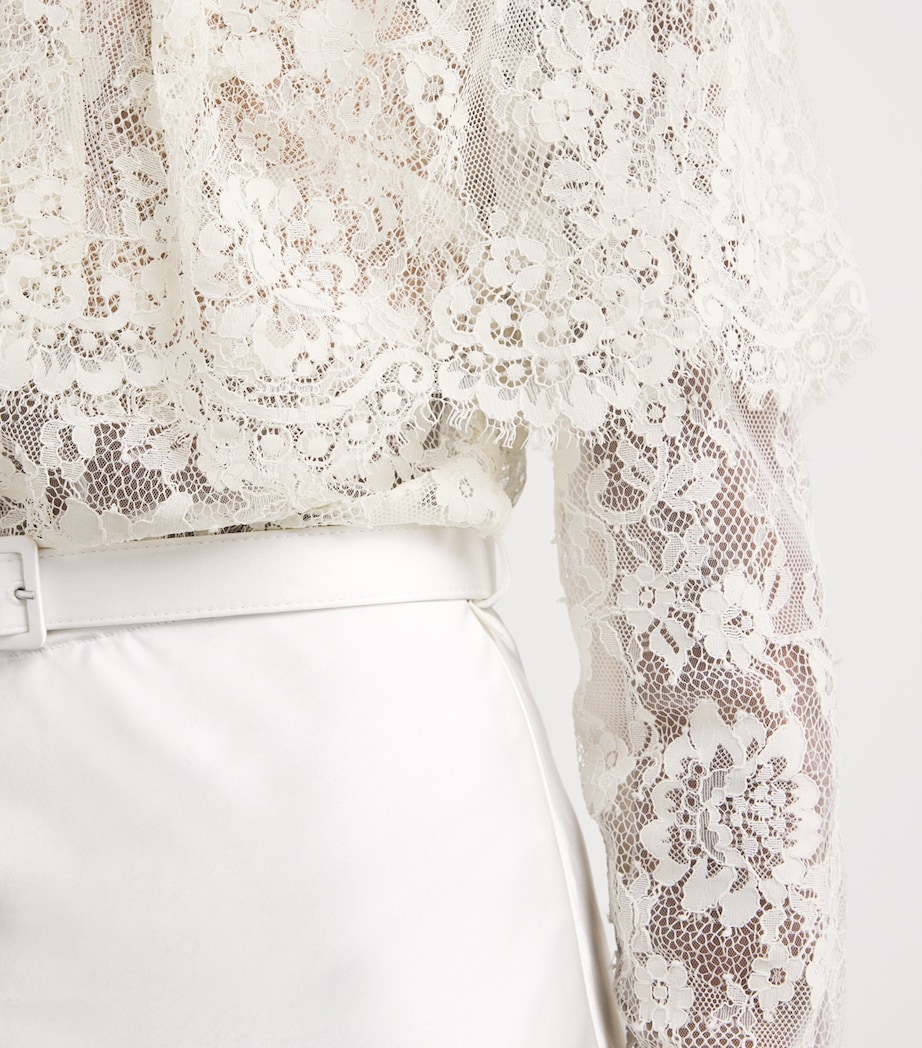 Lace Belted Maxi Dress WHITE Image 4