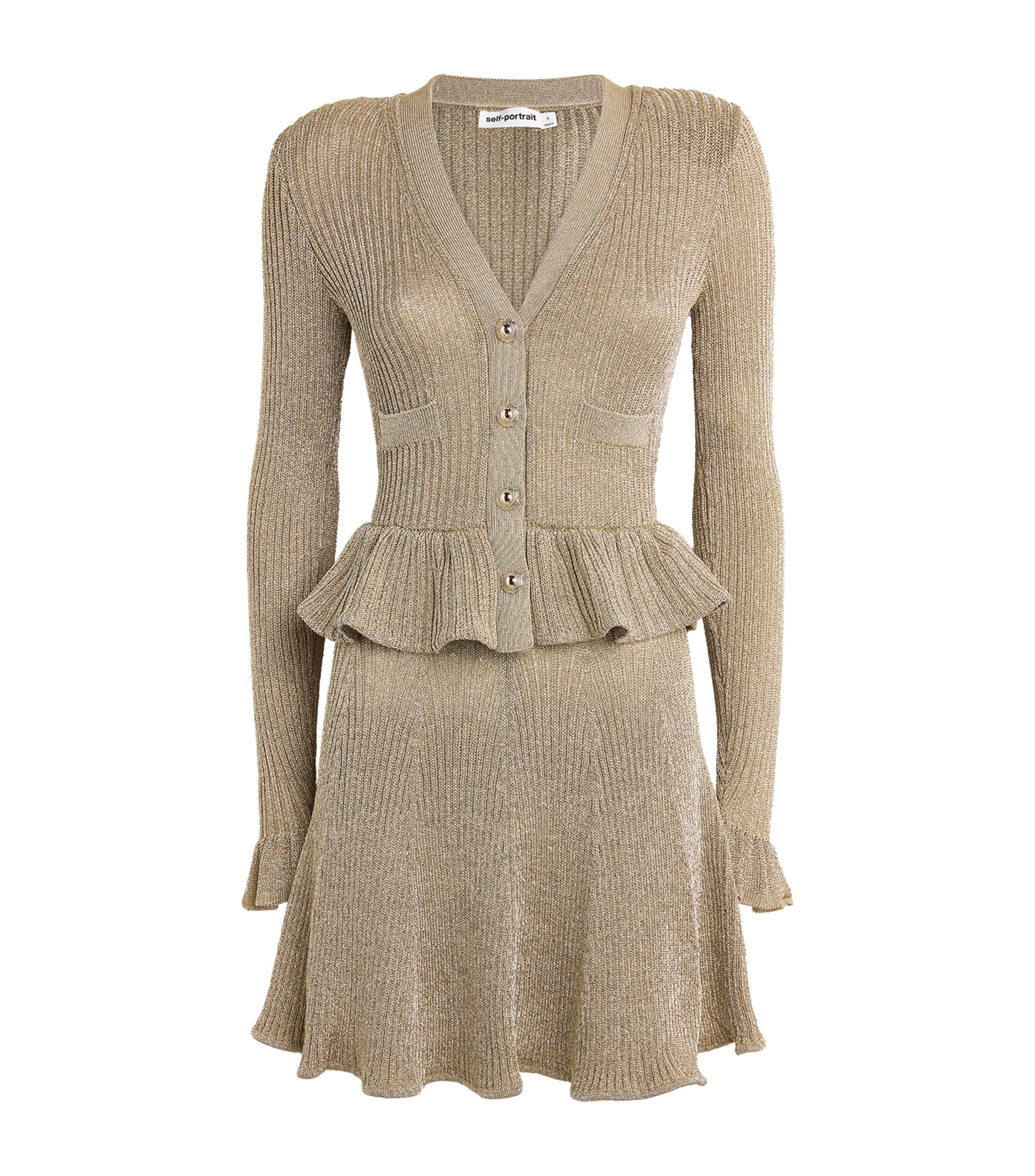 Lurex Peplum Mini Dress GOLD Image 1