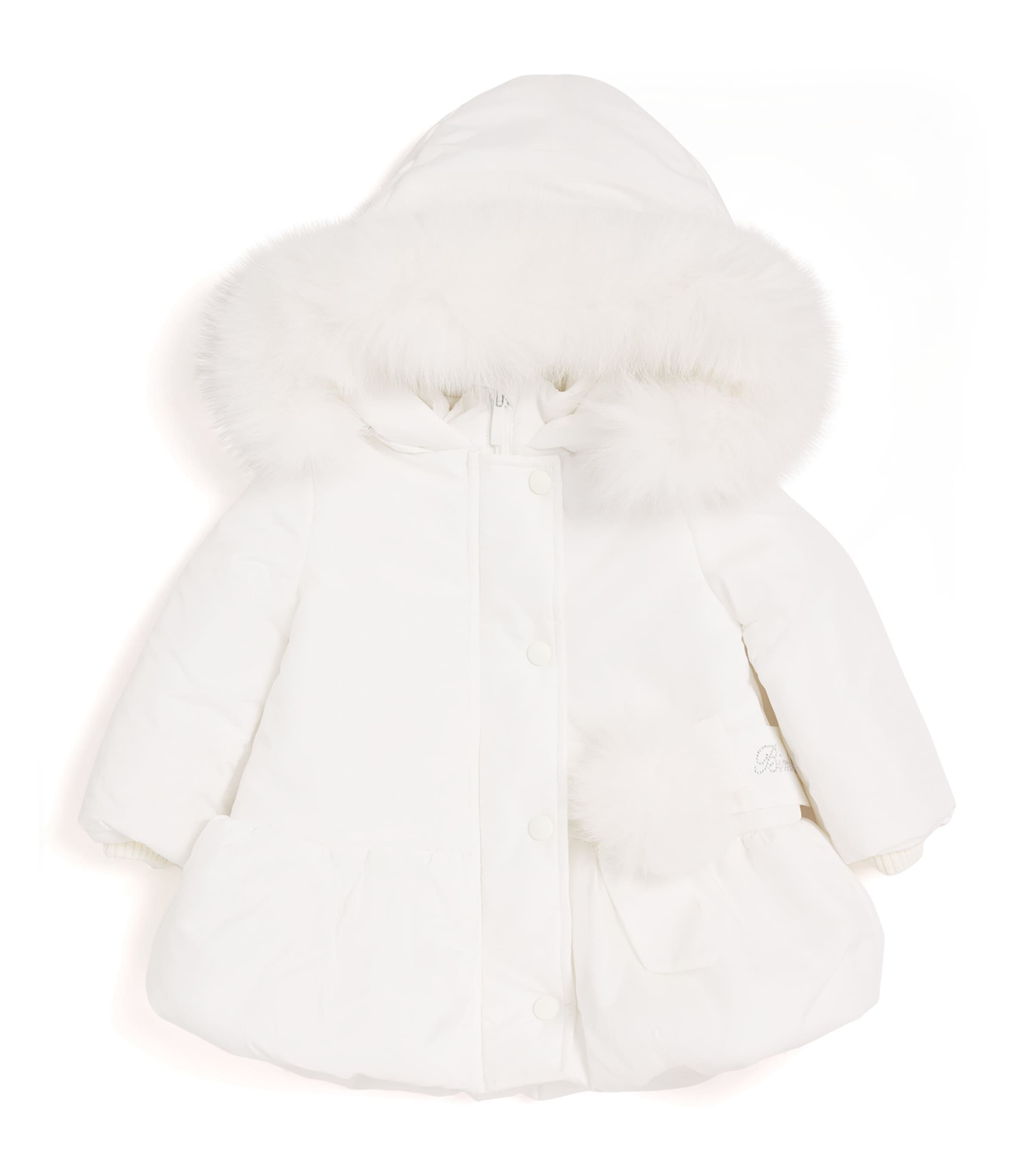 Bimbalò Fox Fur-trim Puffer Jacket In White