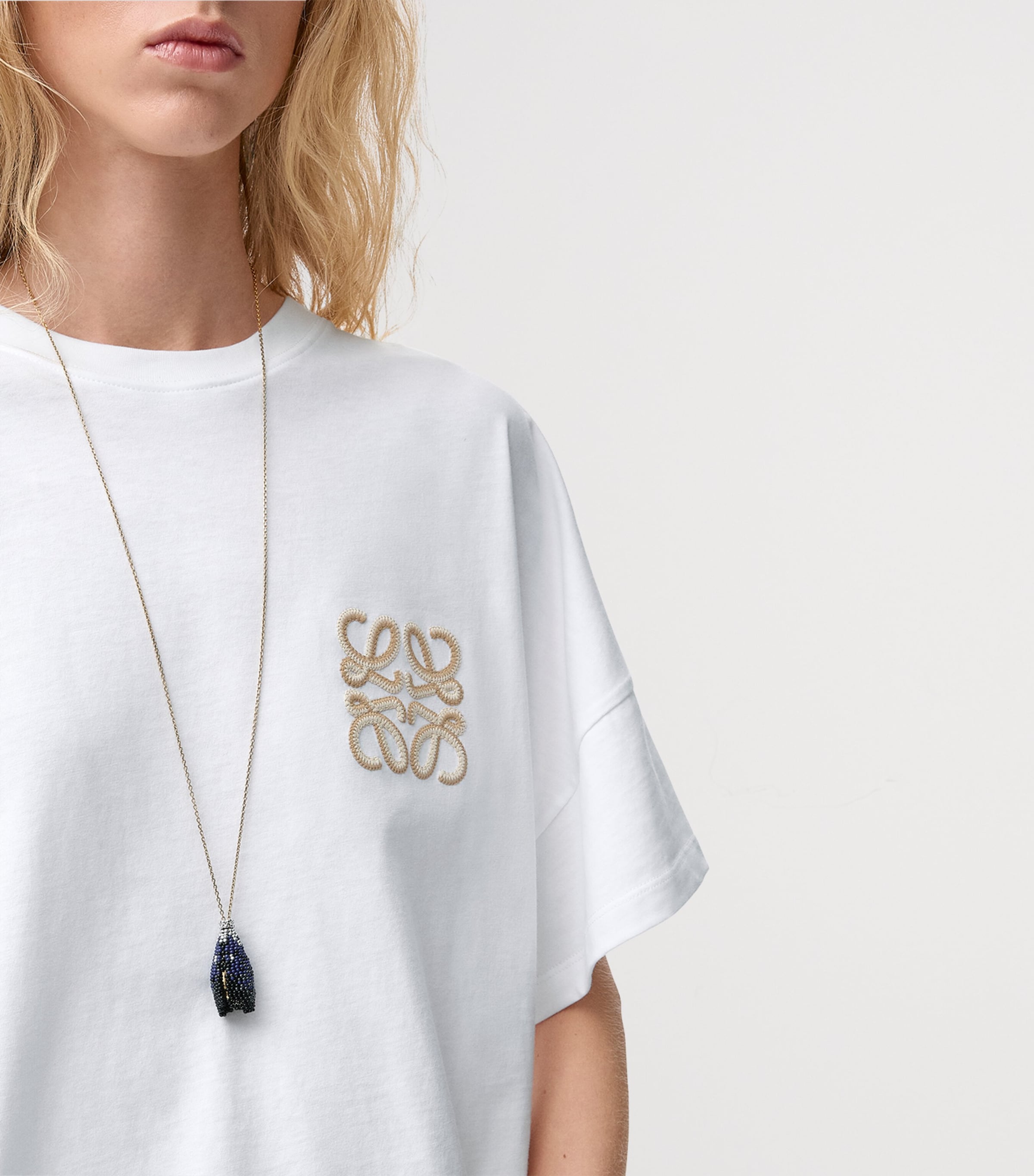 LOEWE Womens x Paula’s Ibiza Stretch-Cotton Anagram T-shirt White Image 5