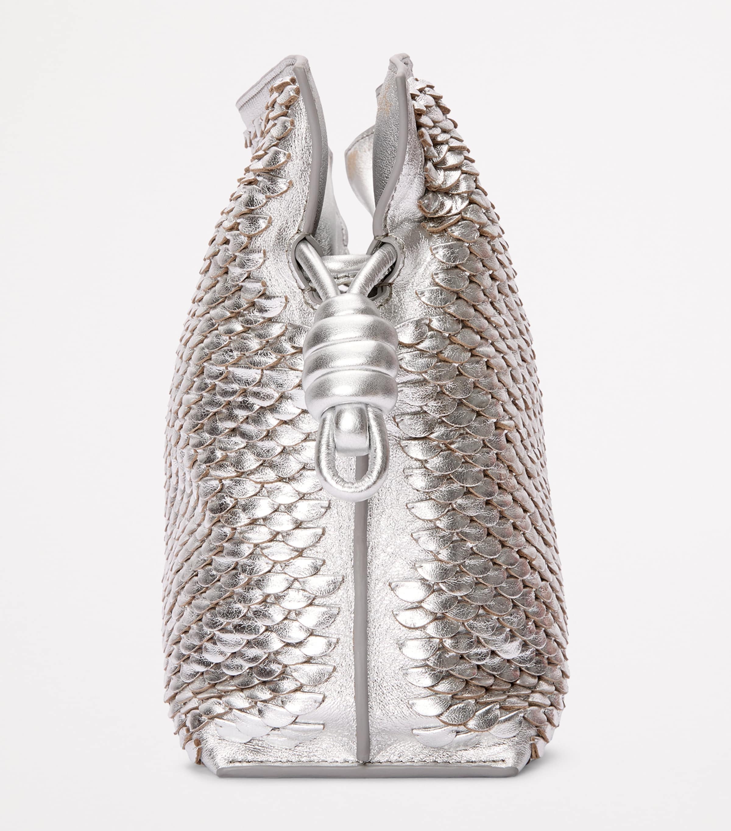 EXCLUSIVE Medium Leather Scales Flamenco Clutch SILVER Image 3