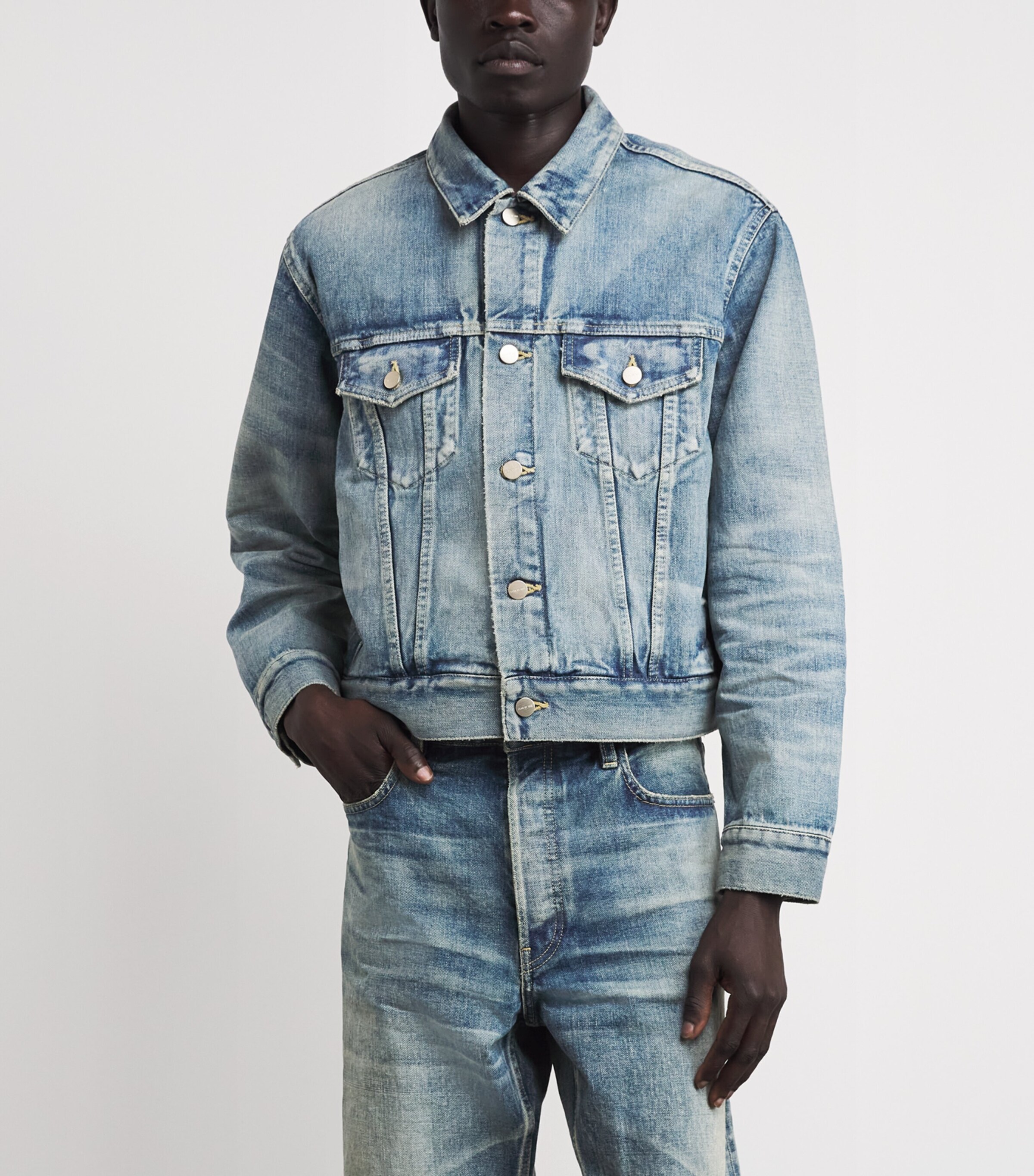 Fear Of God Mens Cropped Denim Jacket Vintage Indigo Image 4