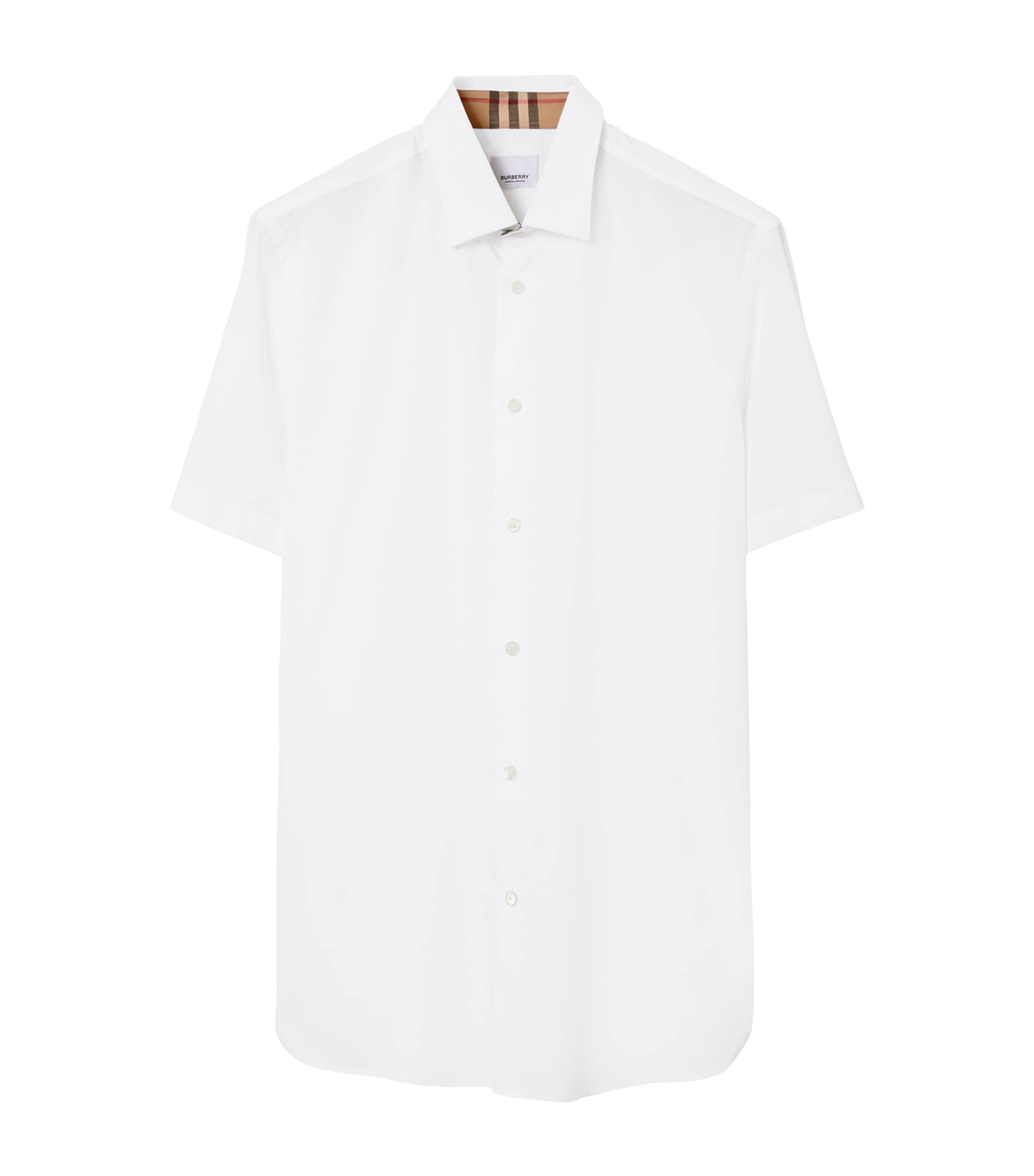 Burberry Stretch-cotton Ekd-embroidered Slim Shirt In White