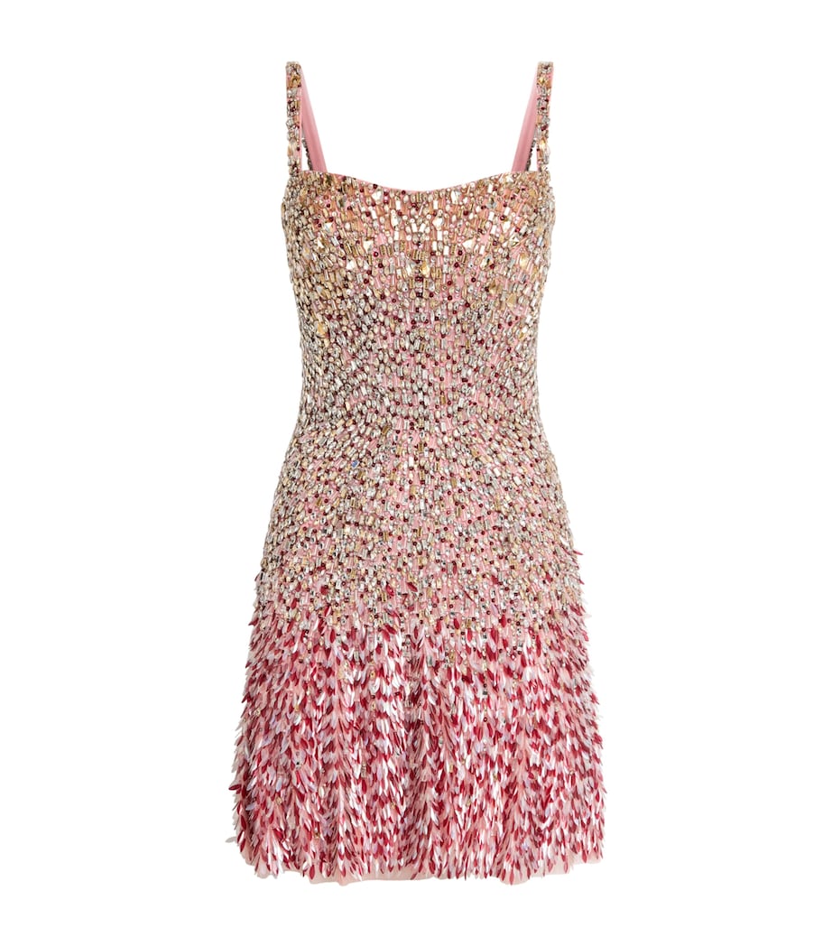 Jenny Packham Womens Embellished Nima Mini Dress Pink Pearl Image 1