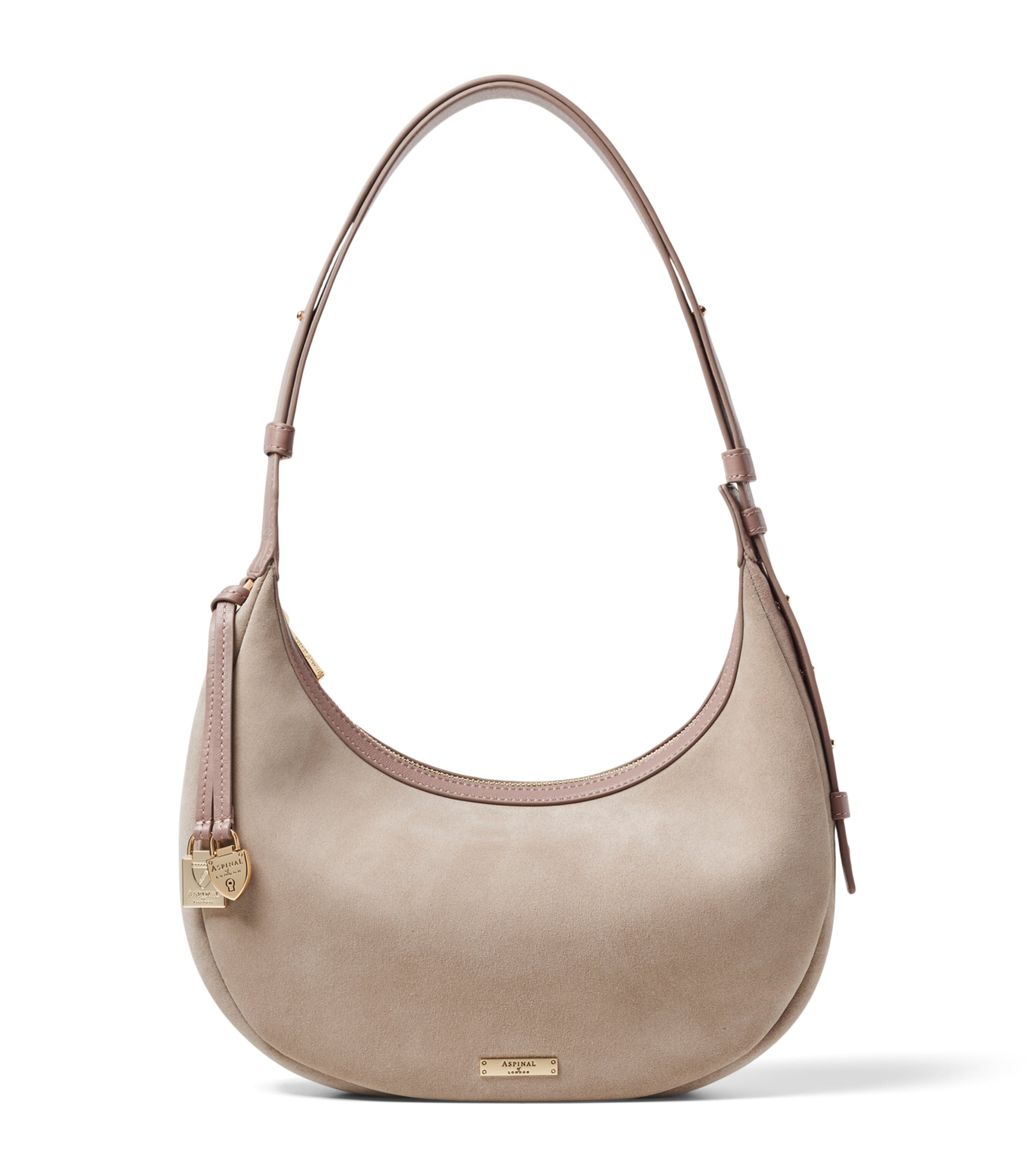 Aspinal Of London Small Leather Soho Crescent Shoulder Bag Moleskin Image 1