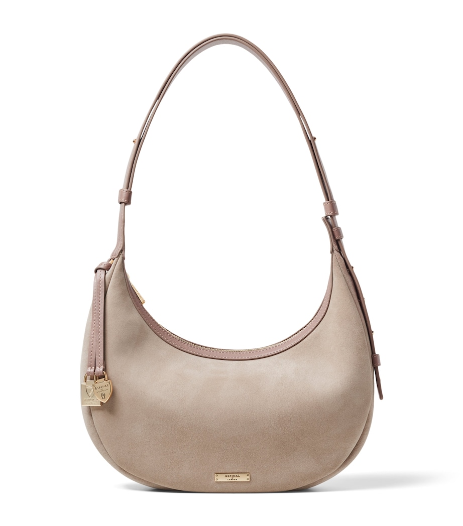 Aspinal Of London Small Leather Soho Crescent Shoulder Bag Moleskin Image 1