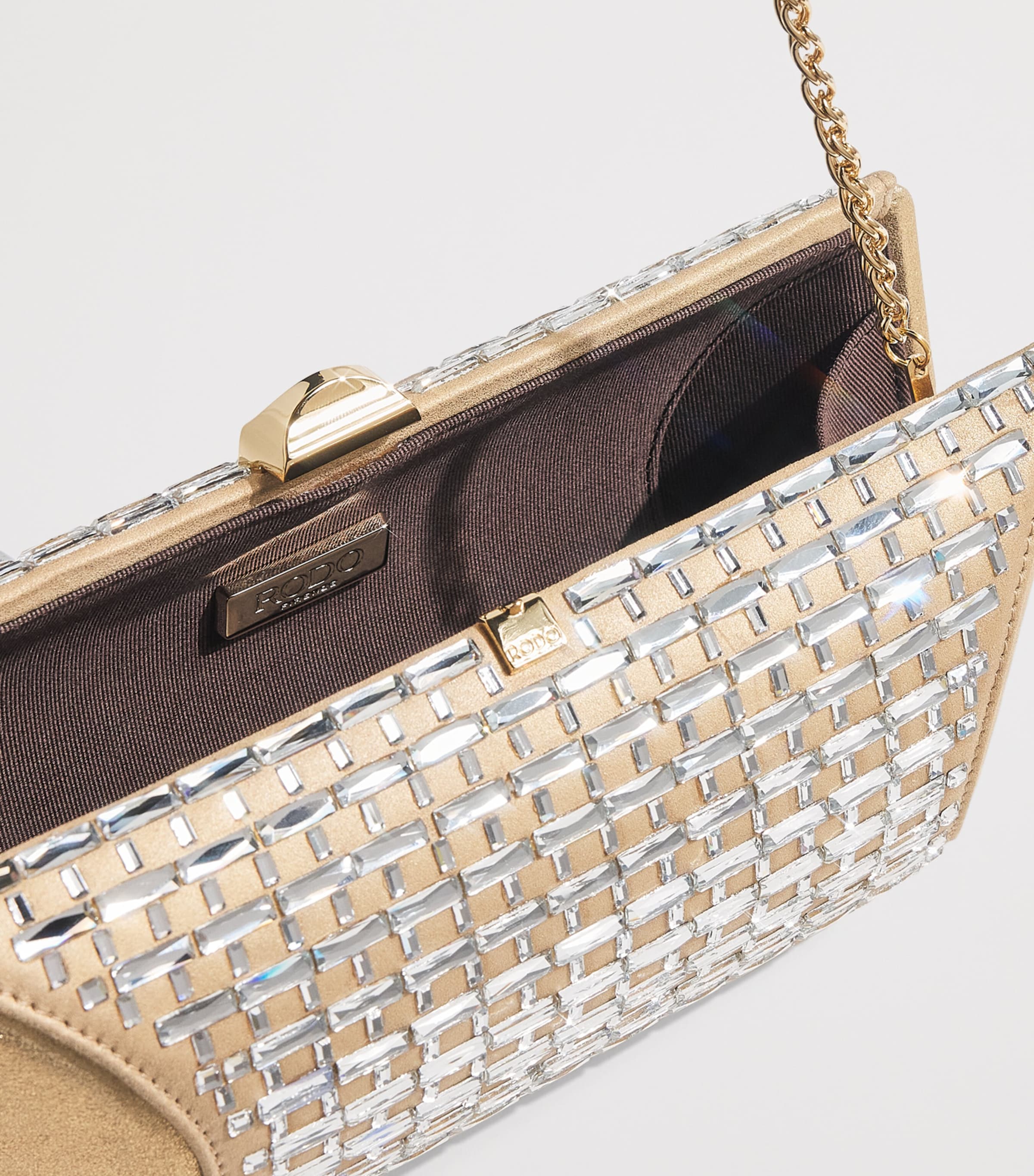 Satin Embellished Tube Plus Clutch Bag 0099 PLATINUM Image 4