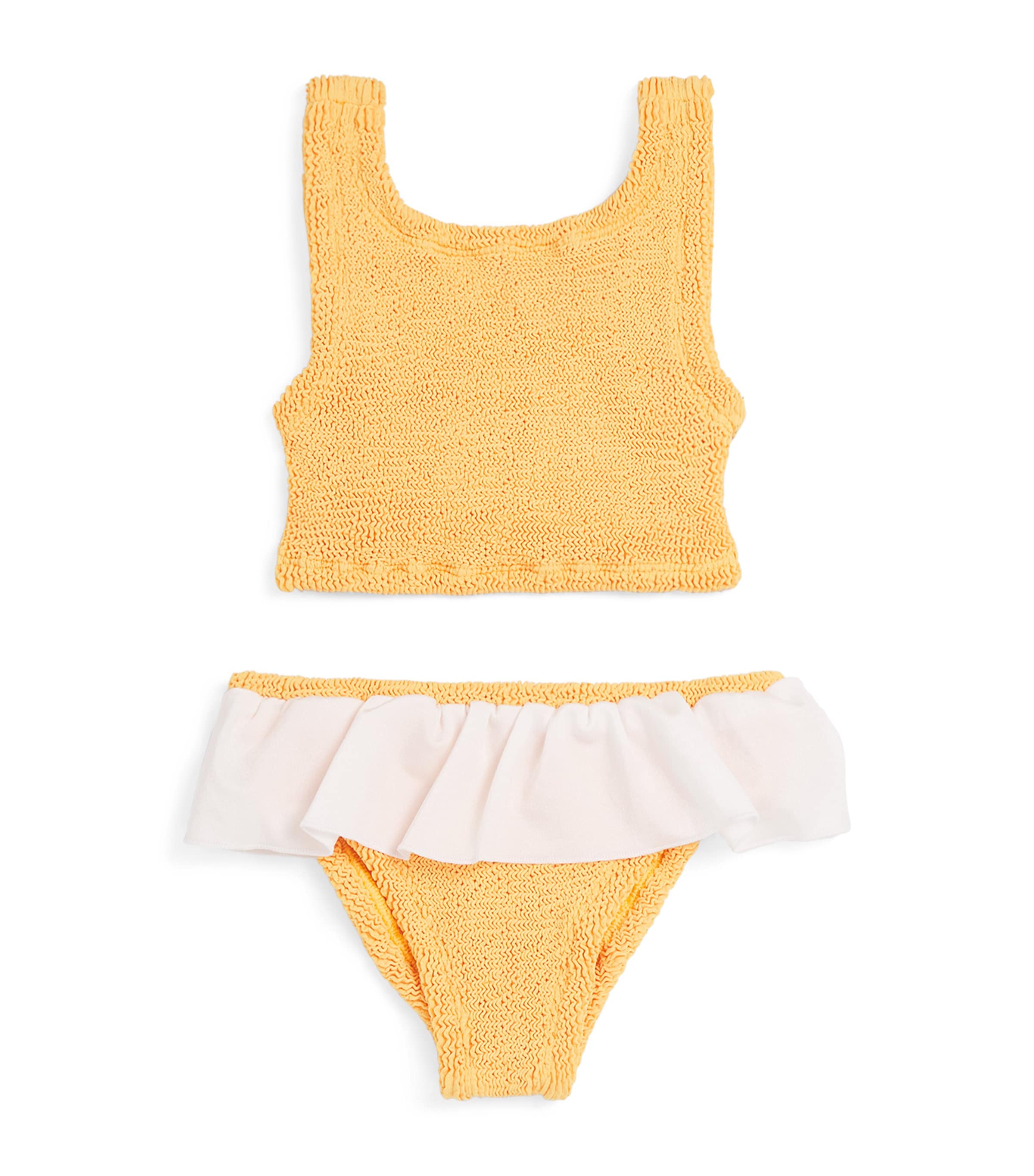 Hunza G Olive Ruffled Bikini In Yellow