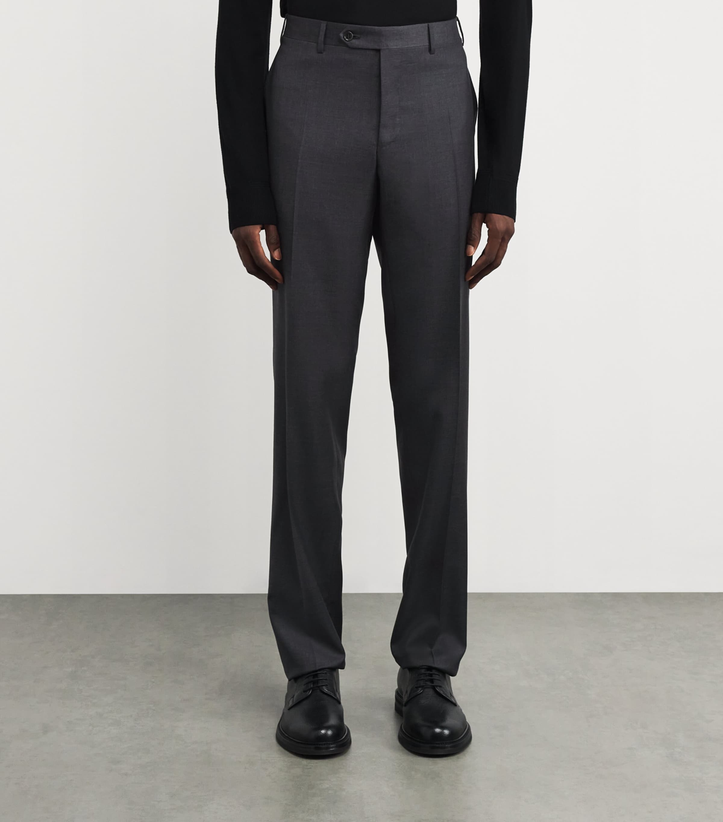 Wool Straight Trousers 12 GREY Image 3