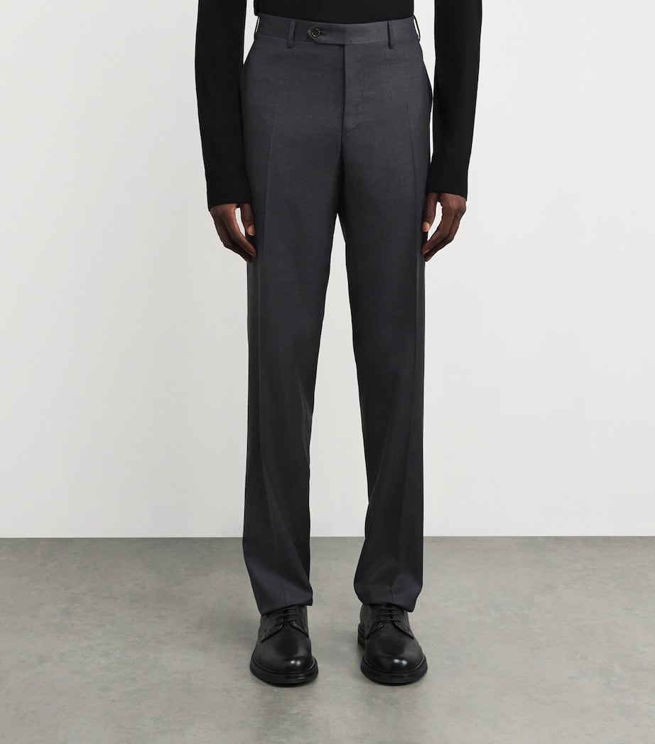Wool Straight Trousers 12 GREY Image 3