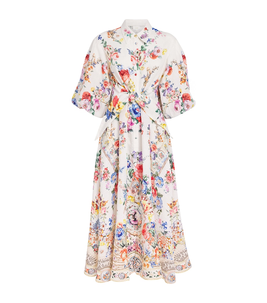 Camilla Womens Linen Tie-Waist Midi Shirt Dress Ilefgran Image 1