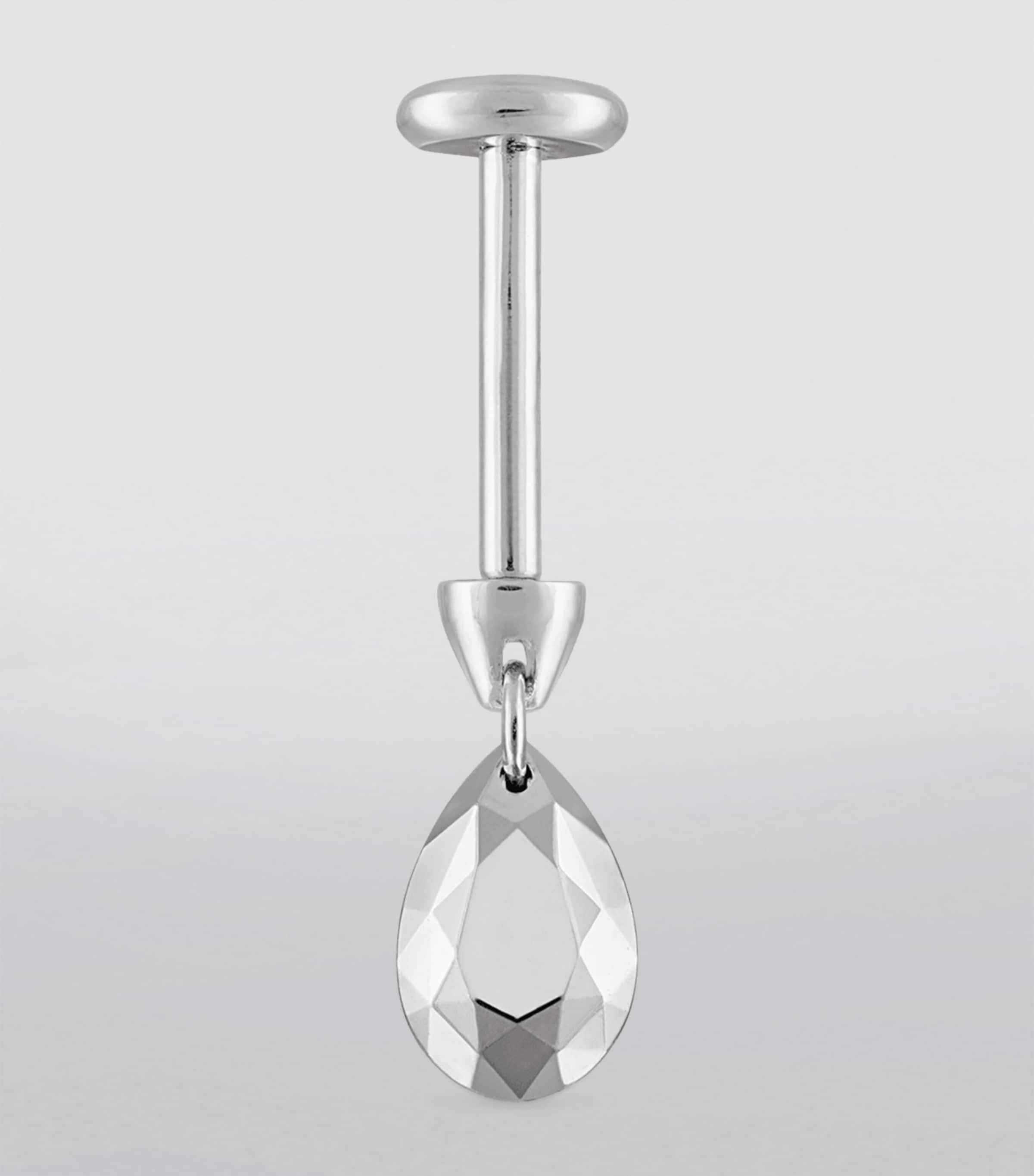 Faceted Pear Charm Single Threaded Stud (5.5mm) WHITE GOLD Image 3