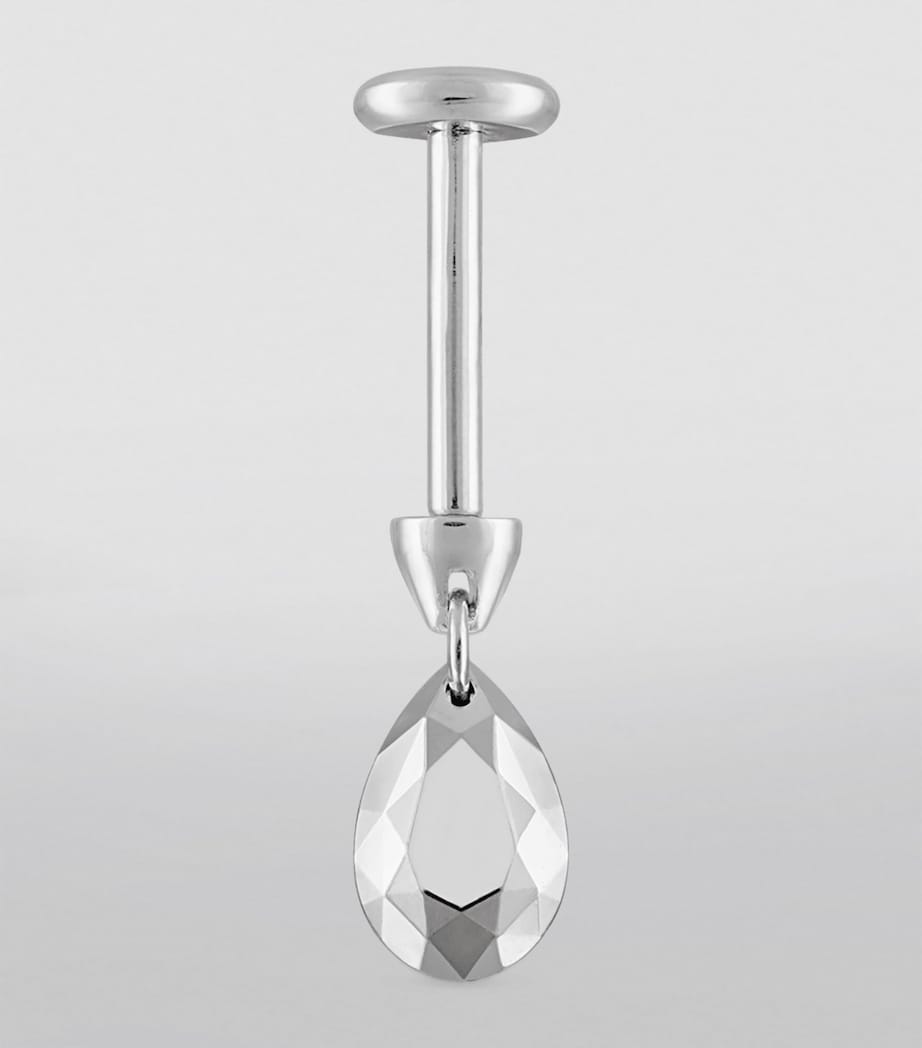 Faceted Pear Charm Single Threaded Stud (5.5mm) WHITE GOLD Image 3