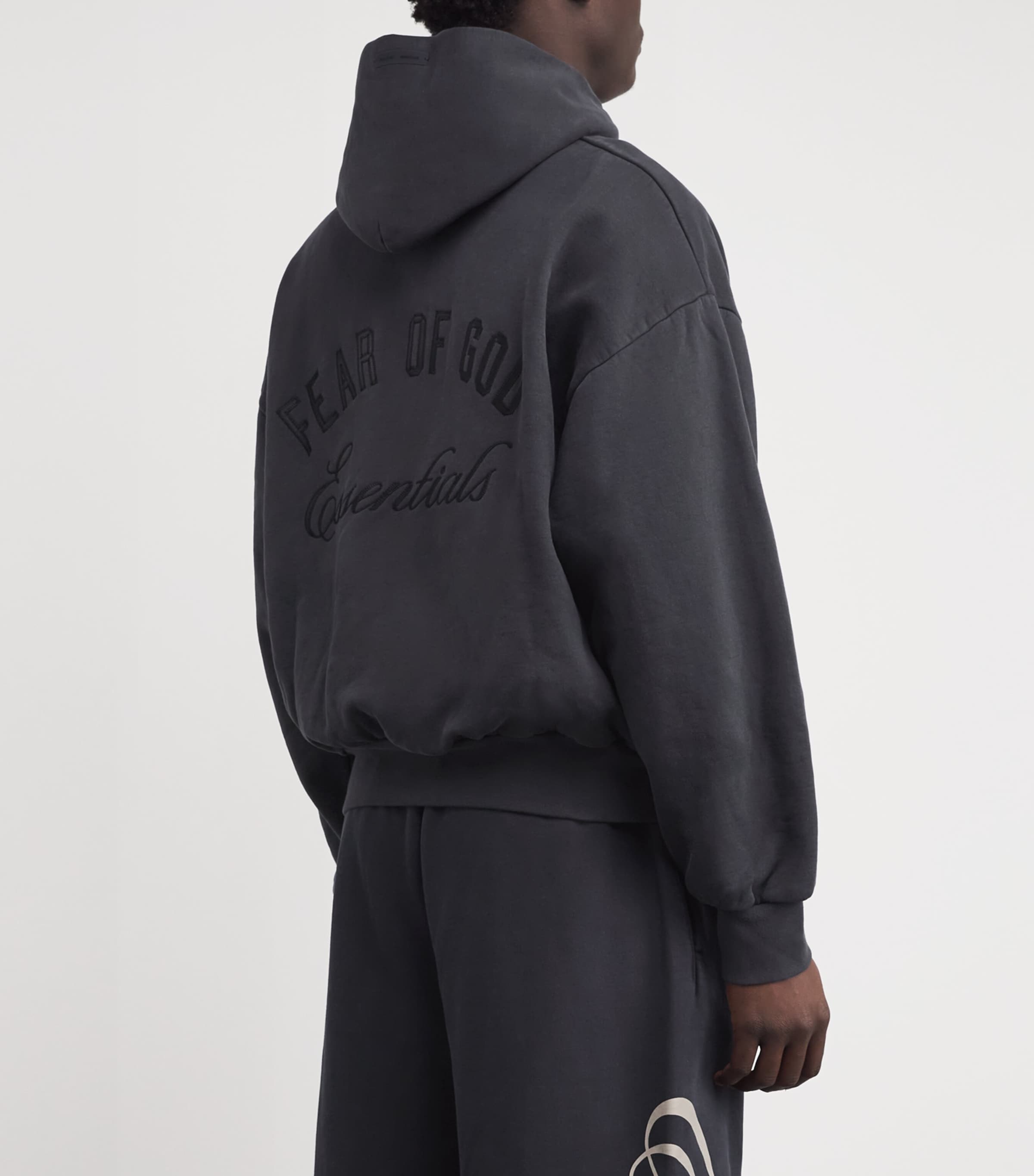 Cotton Script Logo Hoodie VINTAGE BLACK Image 4