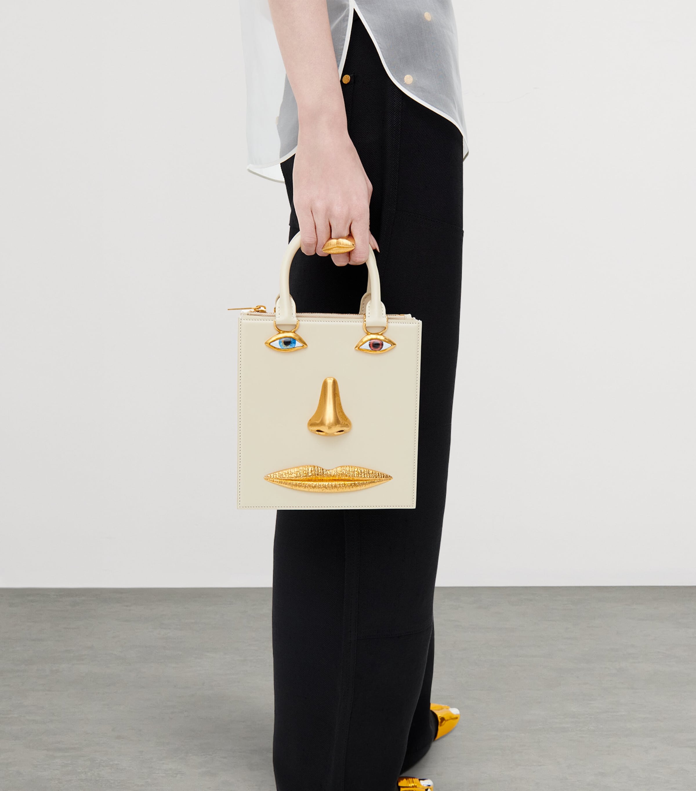 Schiaparelli Leather Face Top-Handle Bag Beige Image 4