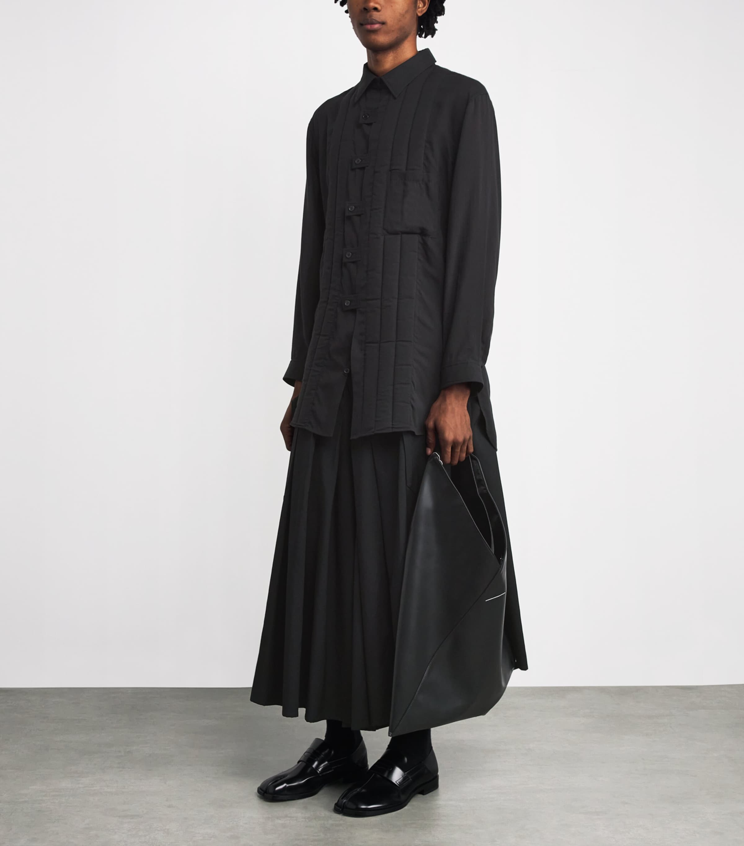 Yohji Yamamoto Black Wool Hakama Wide-Leg Trousers | Harrods UK