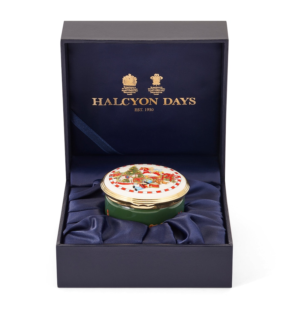 Enamel Christmas Nursey Musical Box GREEN Image 1