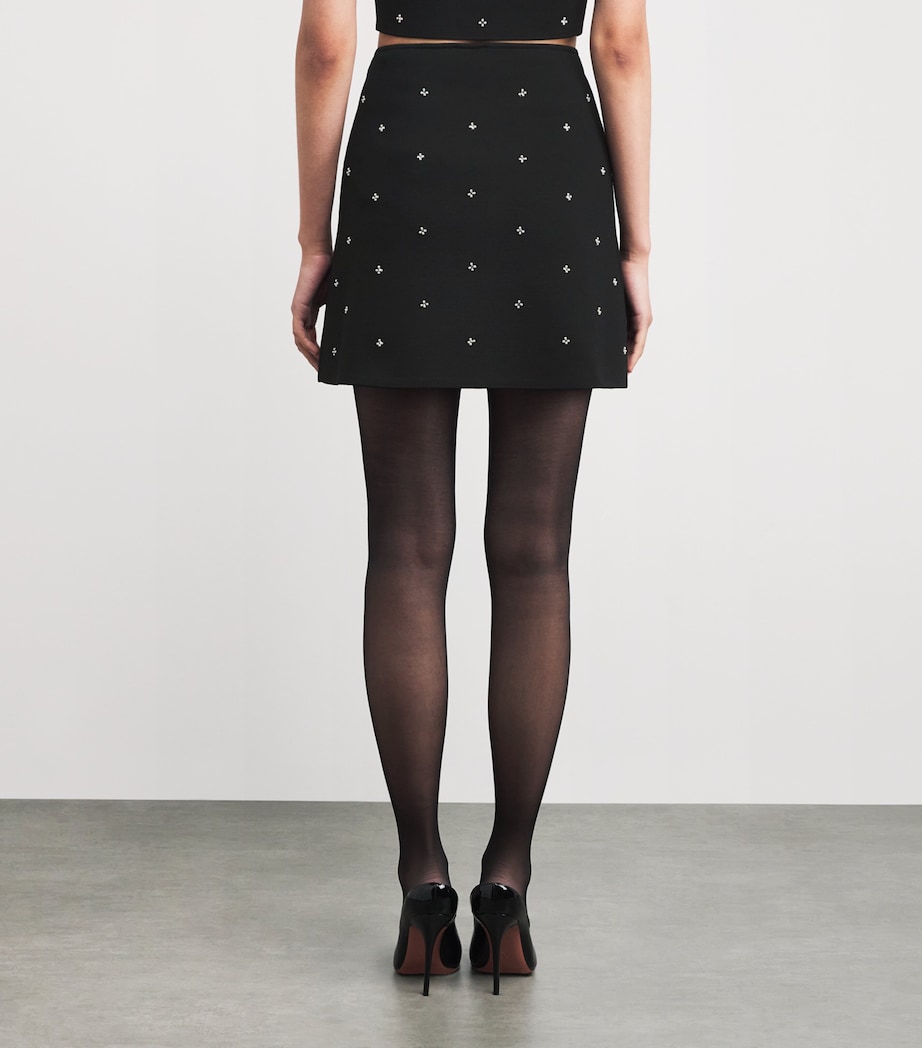 Rhinestone-Embellished Mini Skirt BLACK Image 4