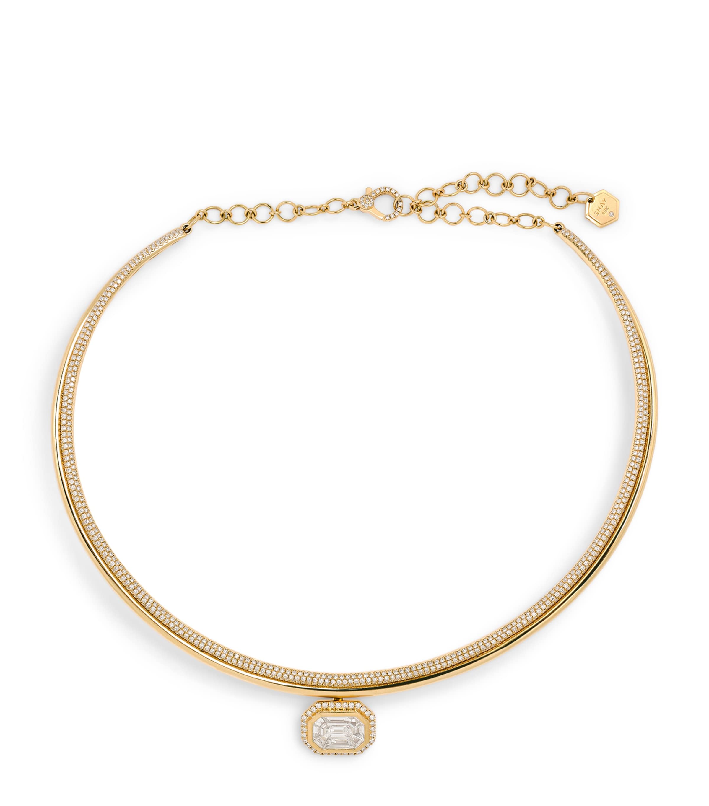 Shay Yellow Gold And Diamond Floating Bezel Necklace In Gold