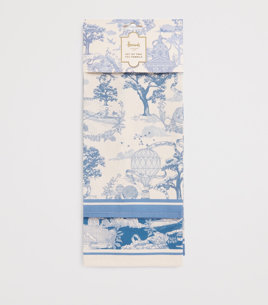 Harrods Set of 2 Cotton Toile Tea Towels Blue Image 3