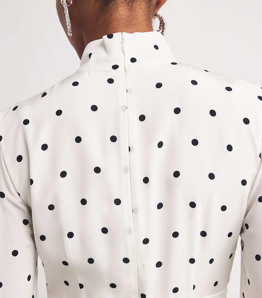 Silk High-Neck Midi Dress 0822 WHITE-NAVY BLUE Image 6