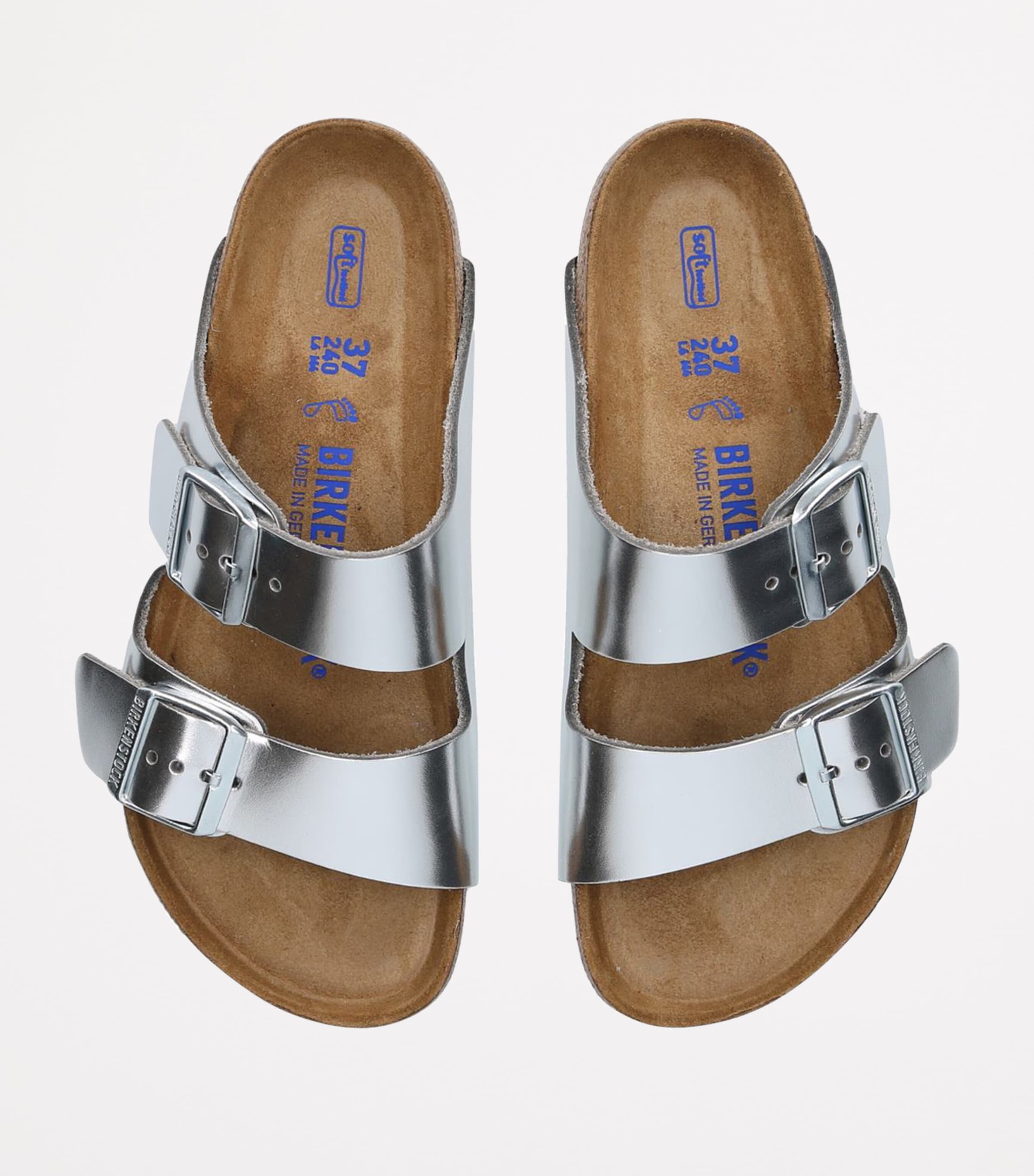 Leather Metallic Arizona Sandals SILVER Image 4