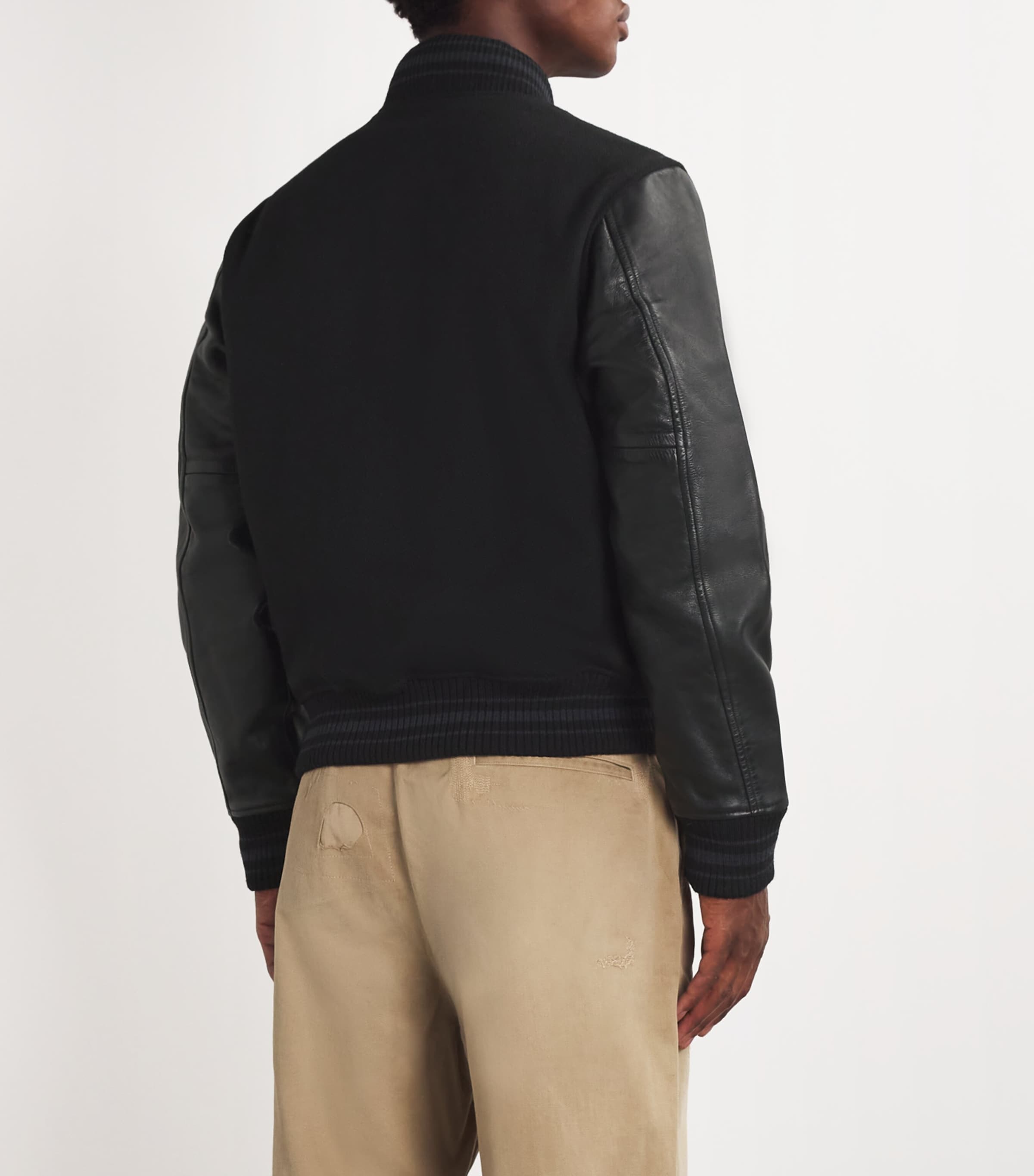 Polo Ralph Lauren Mens Wool-Blend Appliqué Bomber Jacket Black Image 4