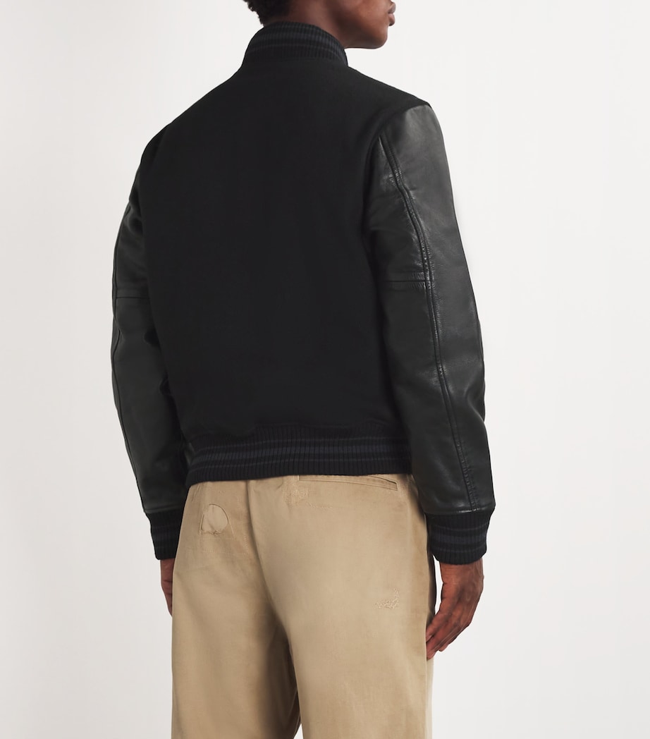 Wool-Blend Appliqué Bomber Jacket BLACK Image 4