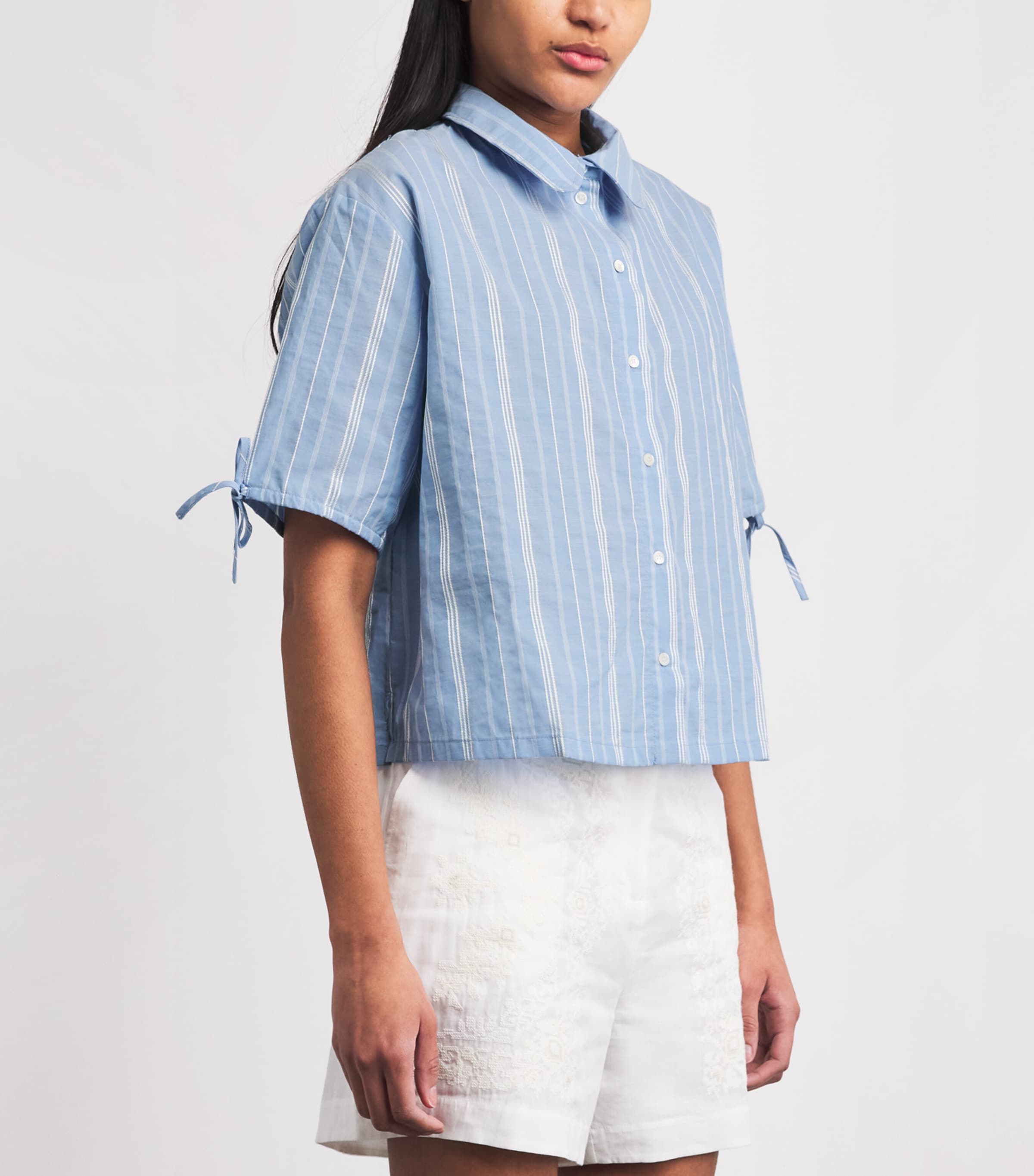 Claudie Pierlot Womens Embroidered Stripe Shirt Dual Color Image 4