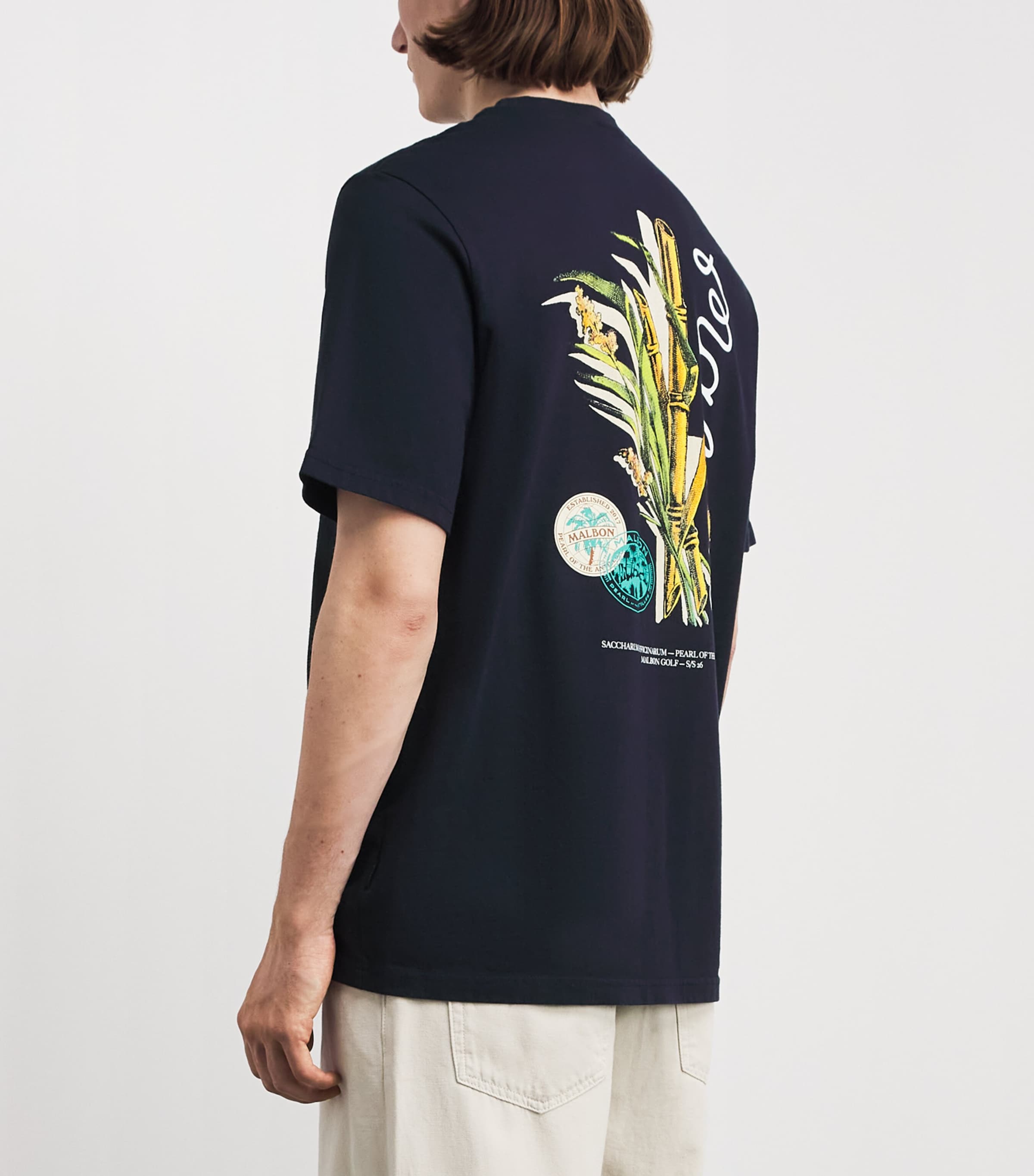Malbon Mens Cotton Bermuda Origin T-Shirt Midnight Image 5