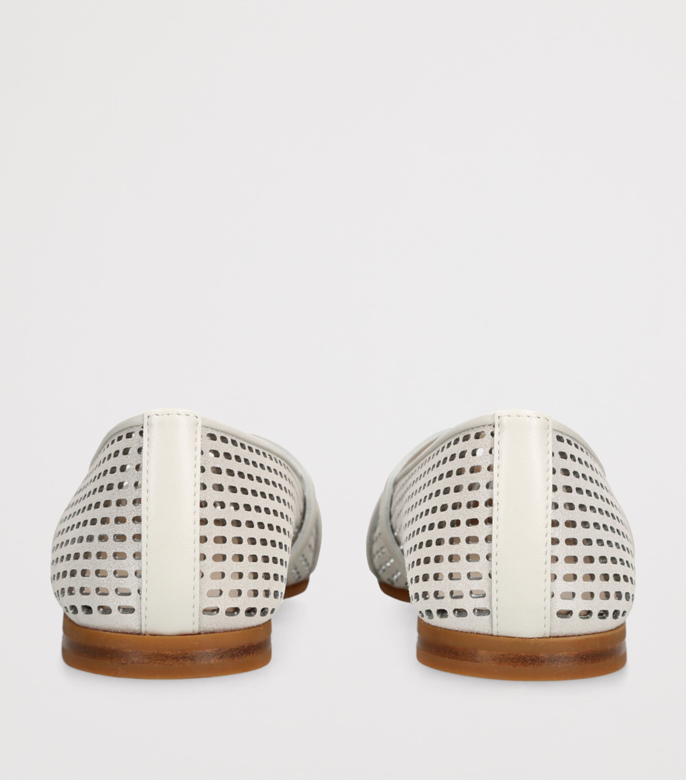 Brunello Cucinelli Kids Leather Laser-Cut Ballet Flats Bone Image 2