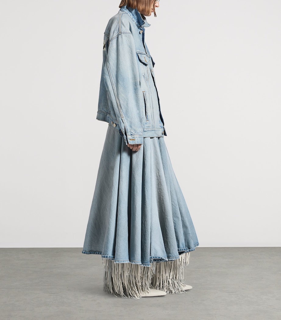 Denim Godet Maxi Skirt 4009 Image 4