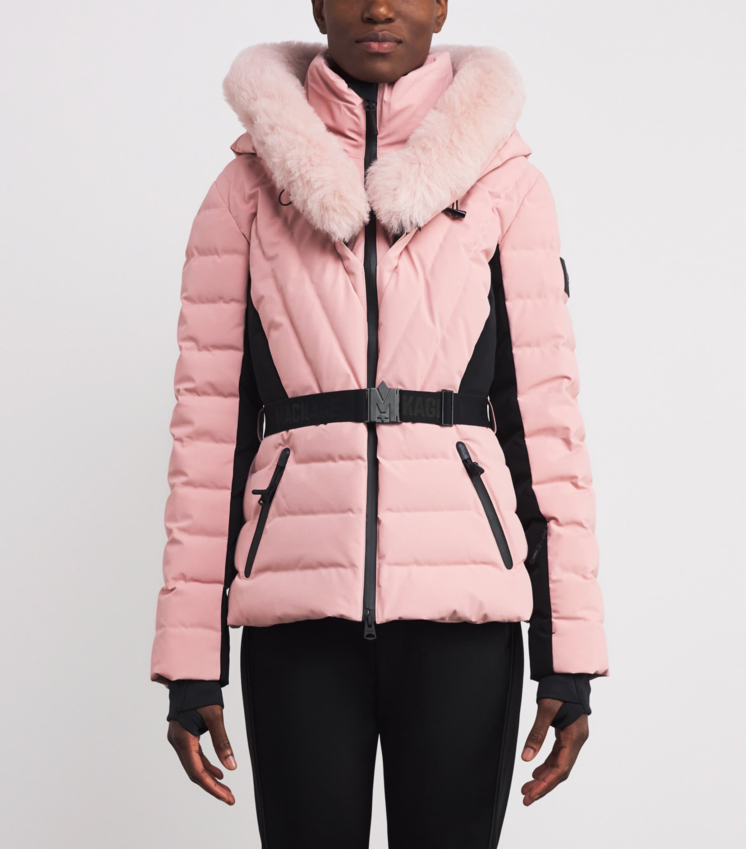 Down Fox Fur-Trim Elita-ZR Ski Jacket BLUSH Image 3