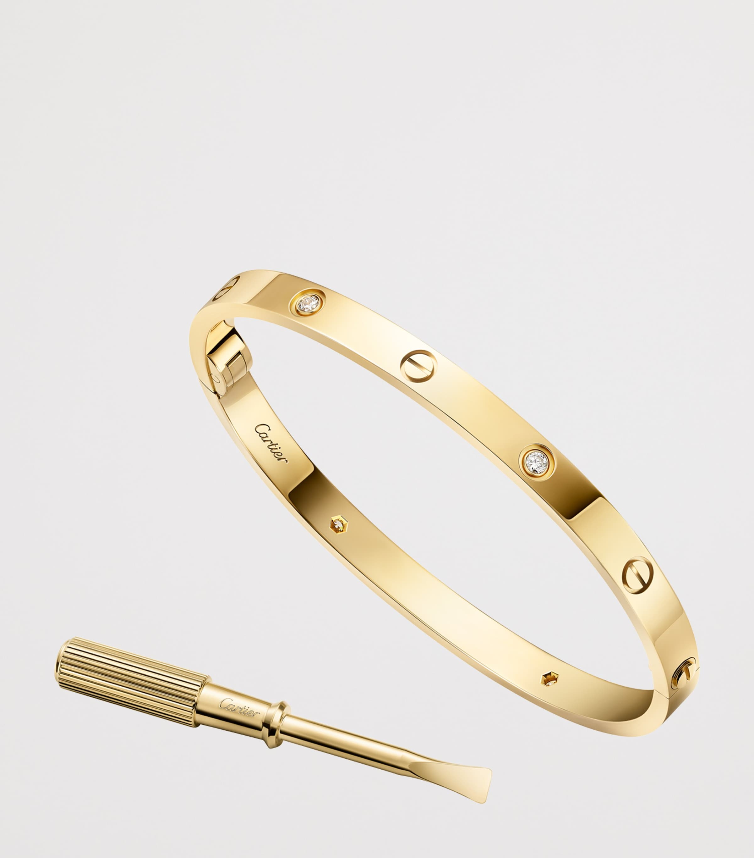 Medium Yellow Gold and Diamond LOVE Bracelet YELLOW GOLD Image 4