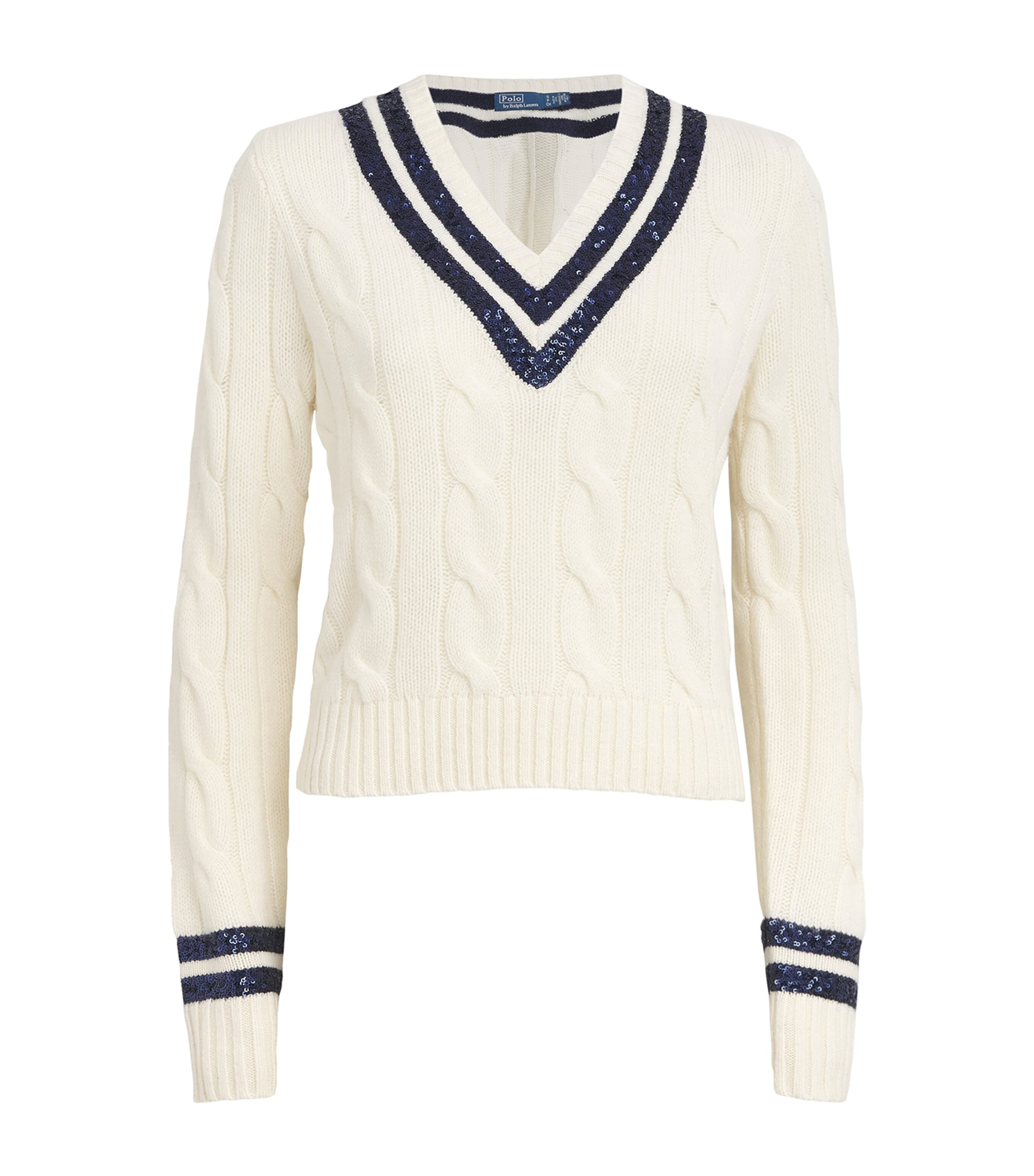 Polo Ralph Lauren Wool-cashmere Embellished Sweater In Neutral