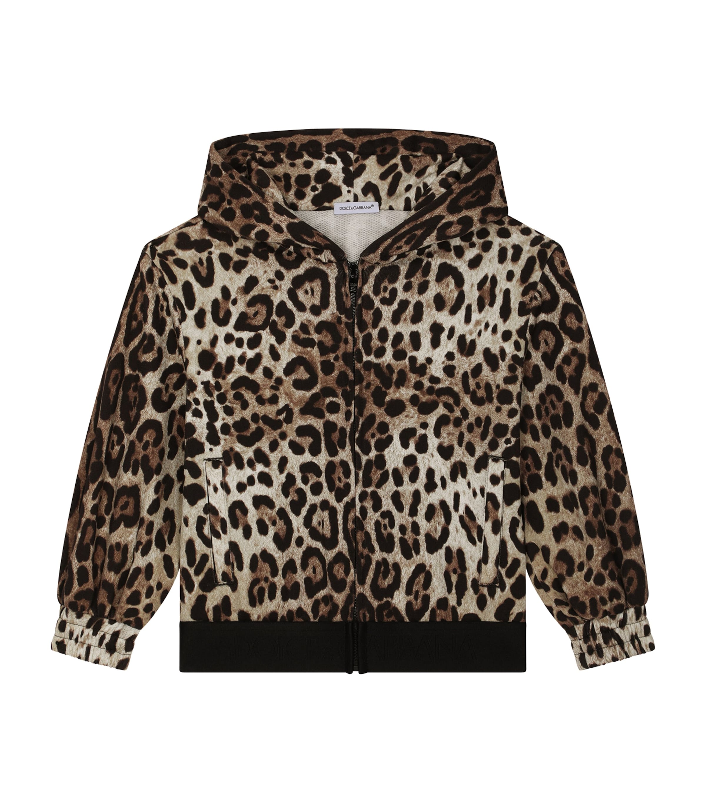 Shop Dolce & Gabbana Leopard Zip-up Hoodie