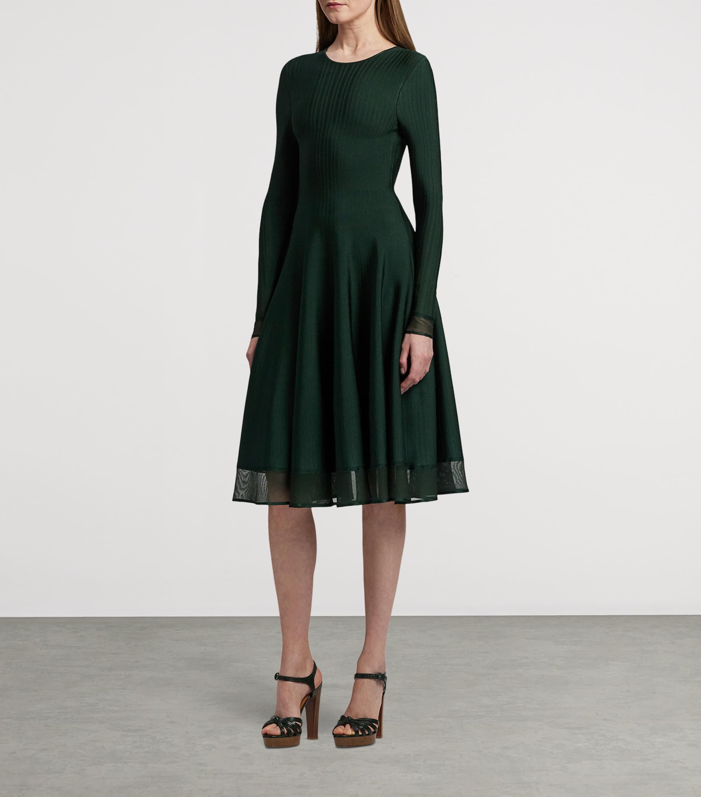 Sheer Edge Midi Dress DARK RACING GREEN Image 6