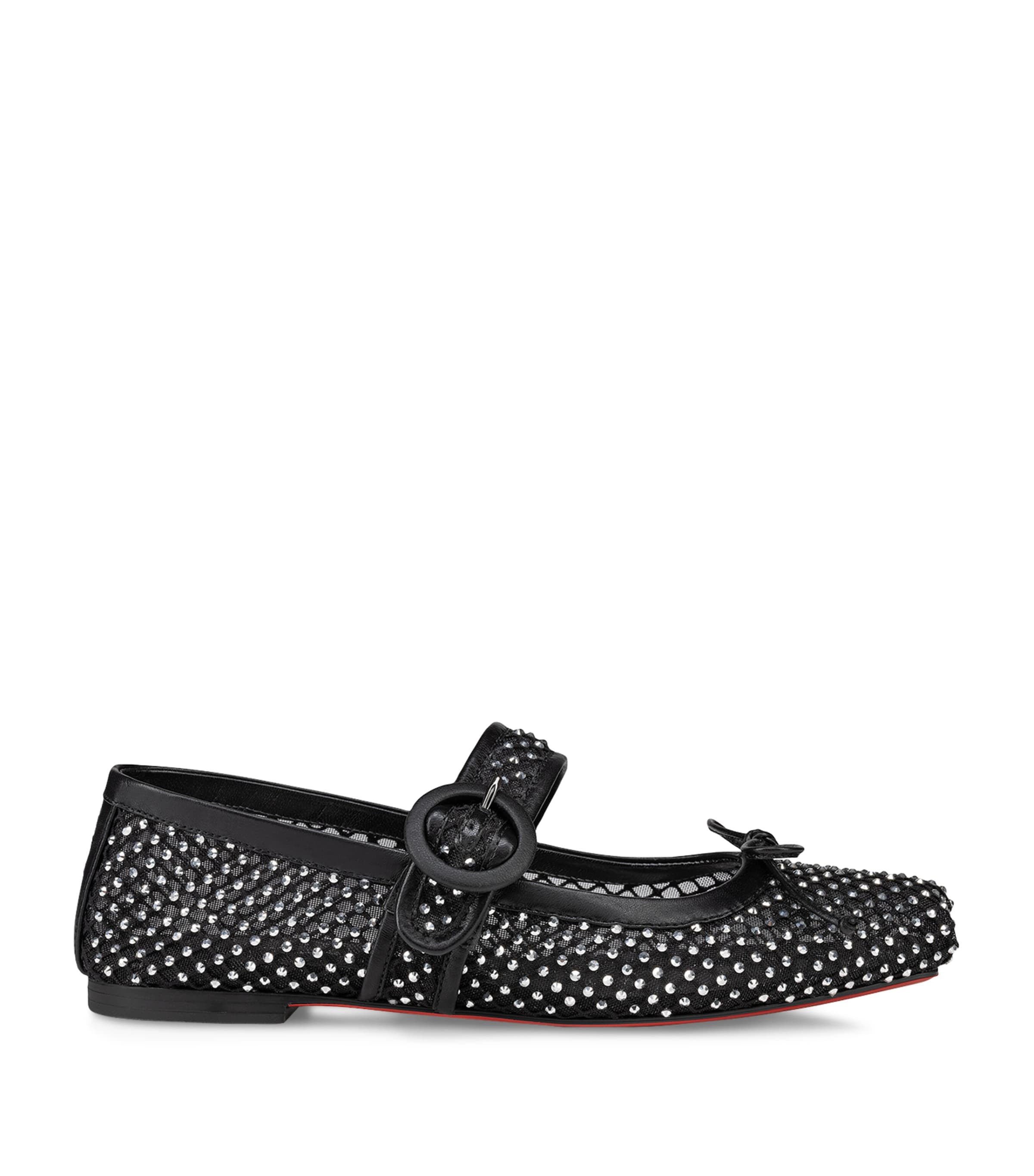 Shop Christian Louboutin Mamastrapitina Embellished Ballet Flats In Black