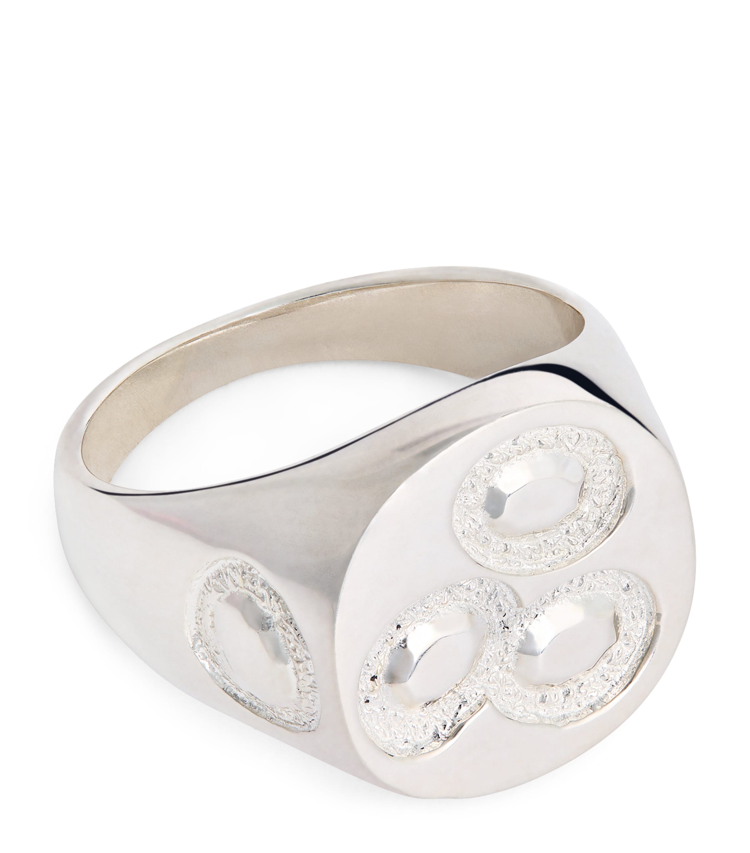 Bleue Burnham Oval Chloroplast Impression Signet Ring In Silver