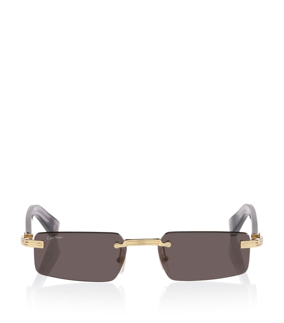 Cartier Narrow Rectangle Sunglasses Gold Image 1