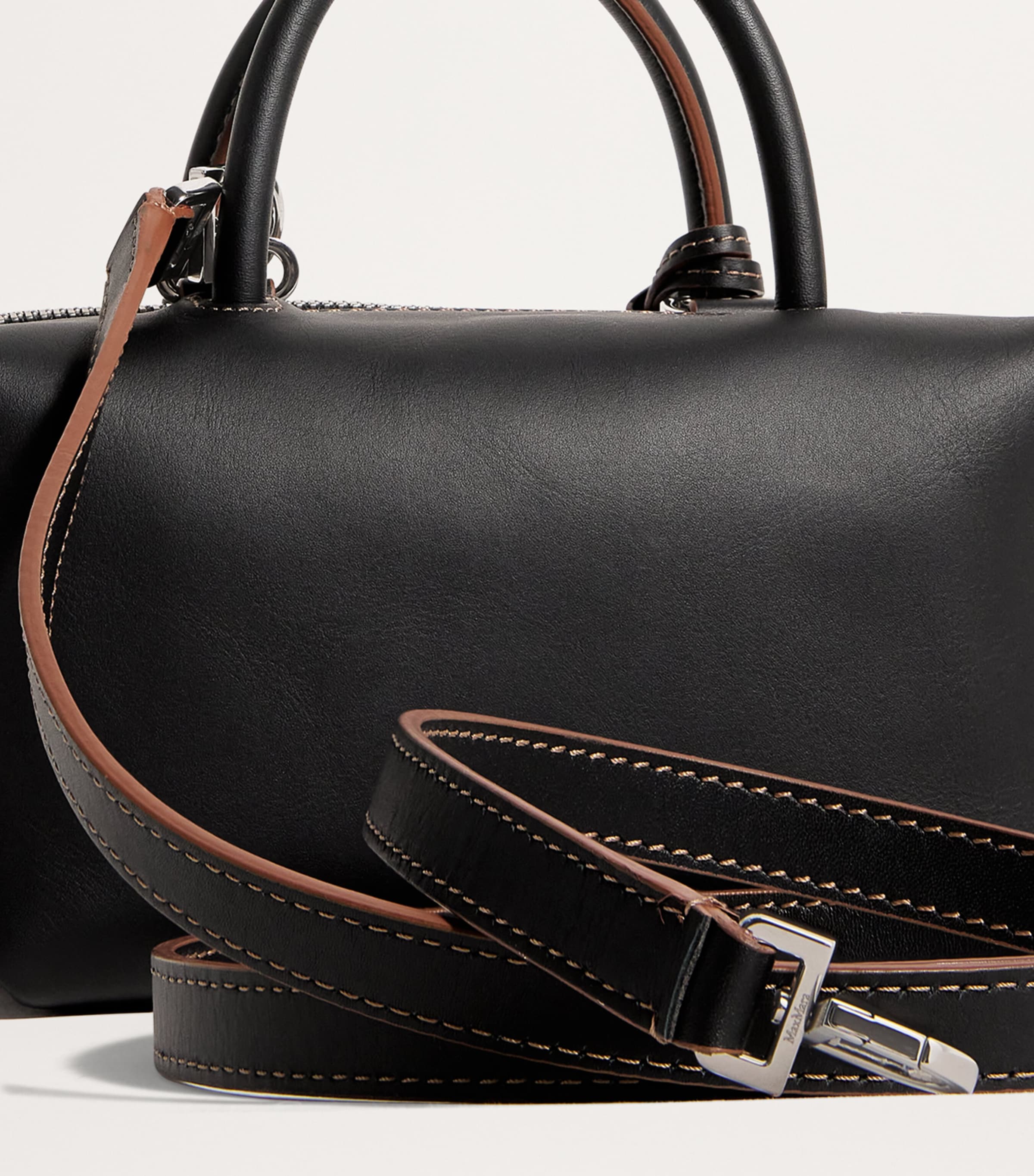 Max Mara Black Small Leather Satchel Bag | Harrods US