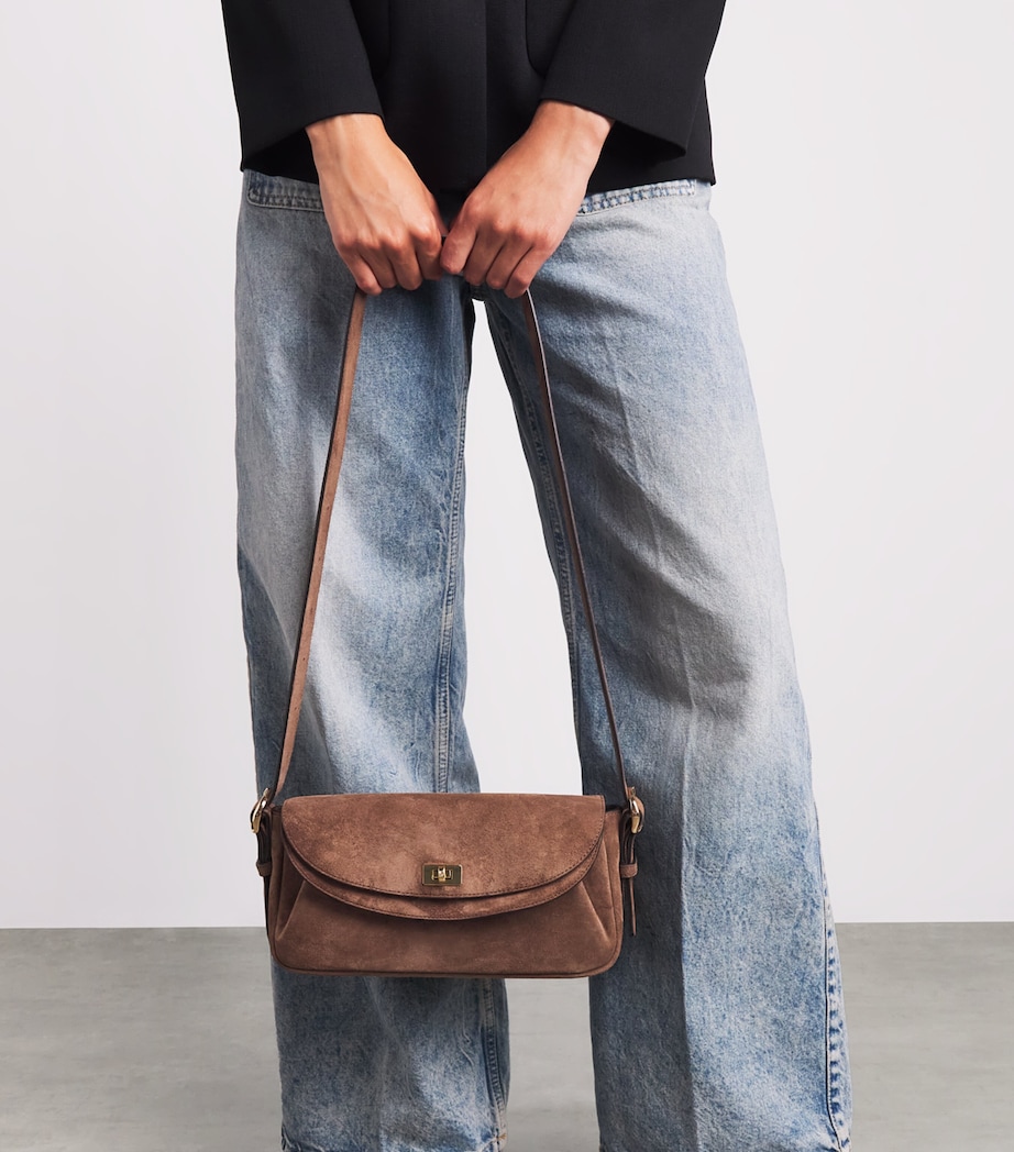 Sandro Paris Suede Le Mambo Shoulder Bag Brown Image 4