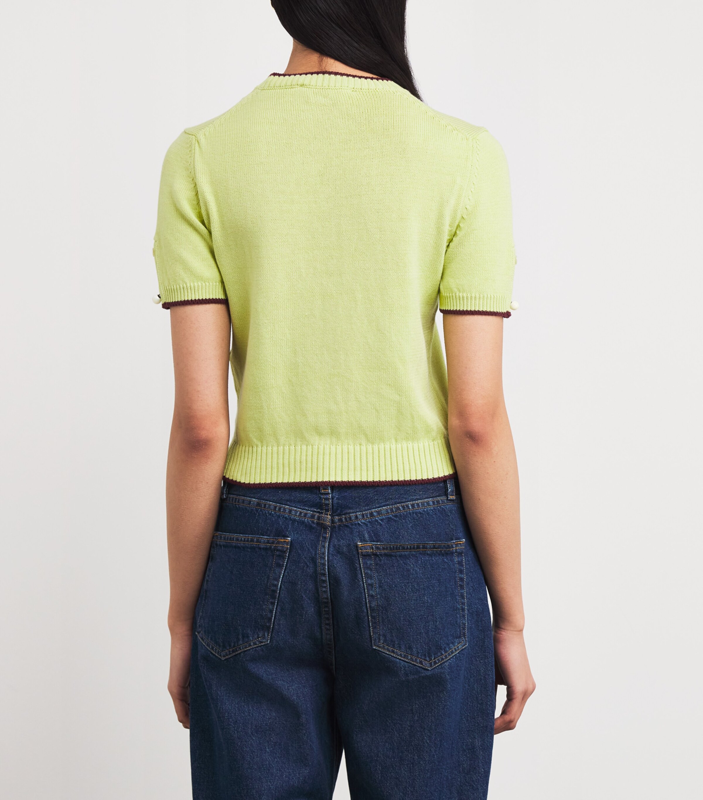Cotton-Blend Knit T-Shirt LIME Image 4