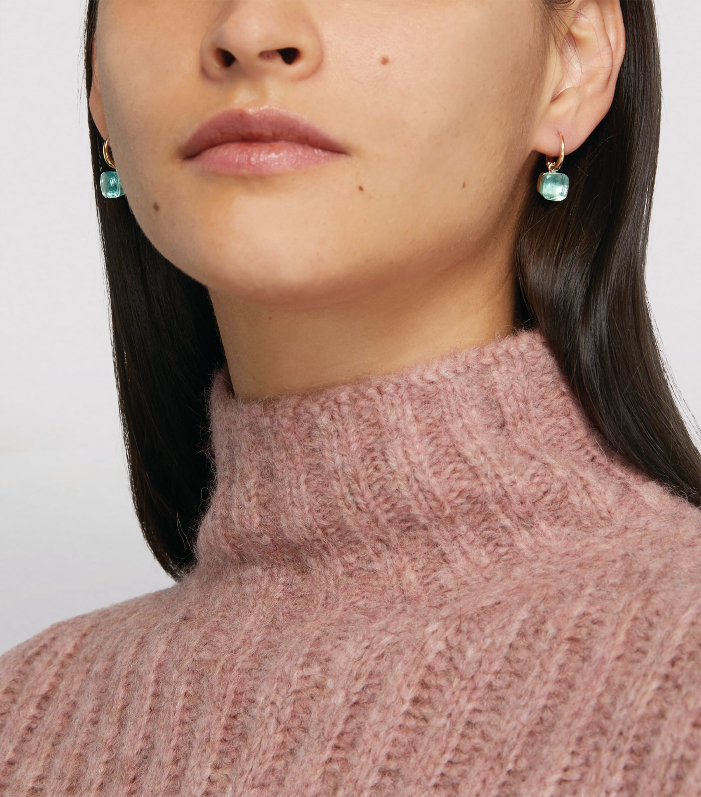 Rose Gold and Blue Topaz Nudo Drop Earrings 000OY Image 5