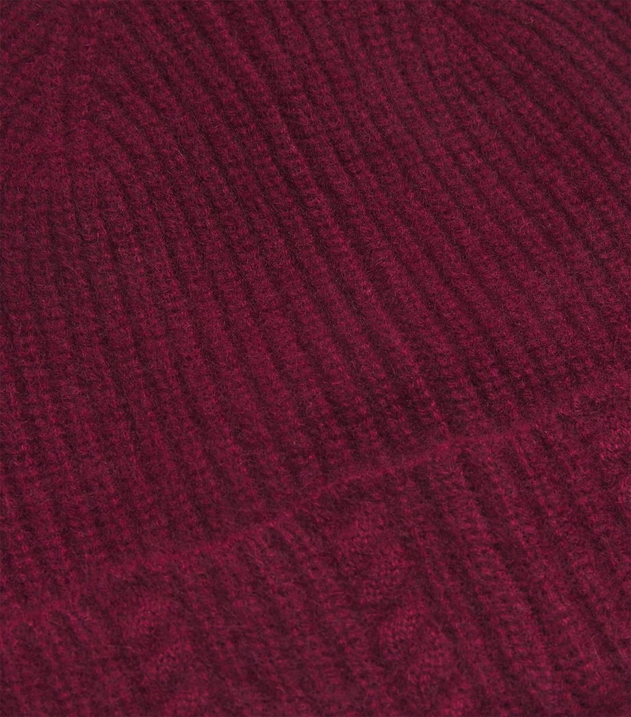 Cashmere Embroidered Beanie BURGUNDY Image 3