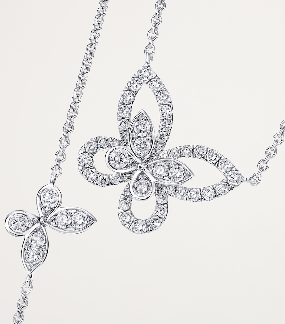 White Gold and Diamond Multi Butterfly Necklace WHITE GOLD Image 3