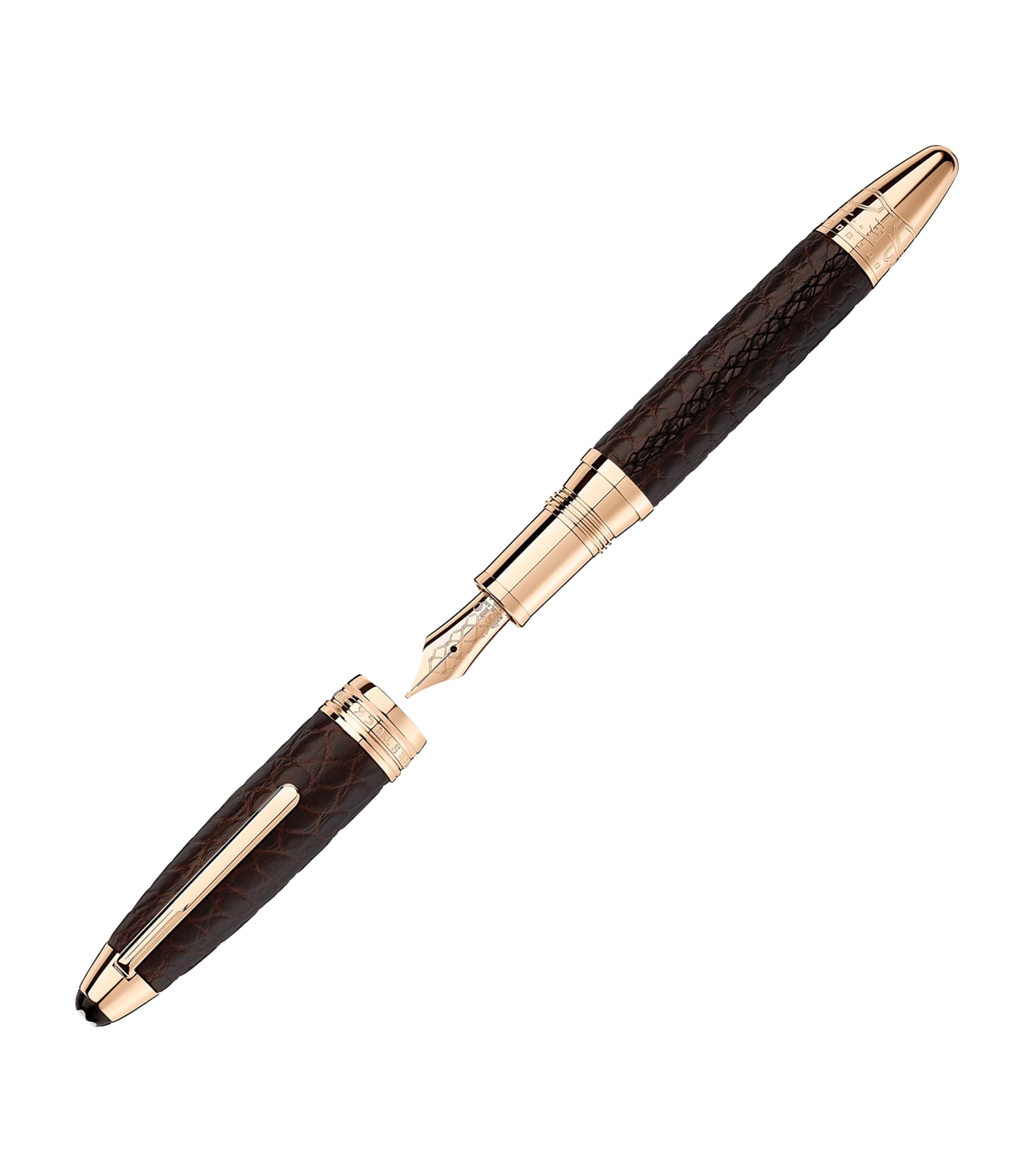 Montblanc Platinum-Plated Leather Meisterstück Fountain Pen Brown Image 2
