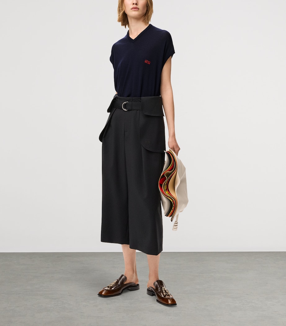 LOEWE Womens Wool-Blend Sweater Vest Dark Navy Image 2
