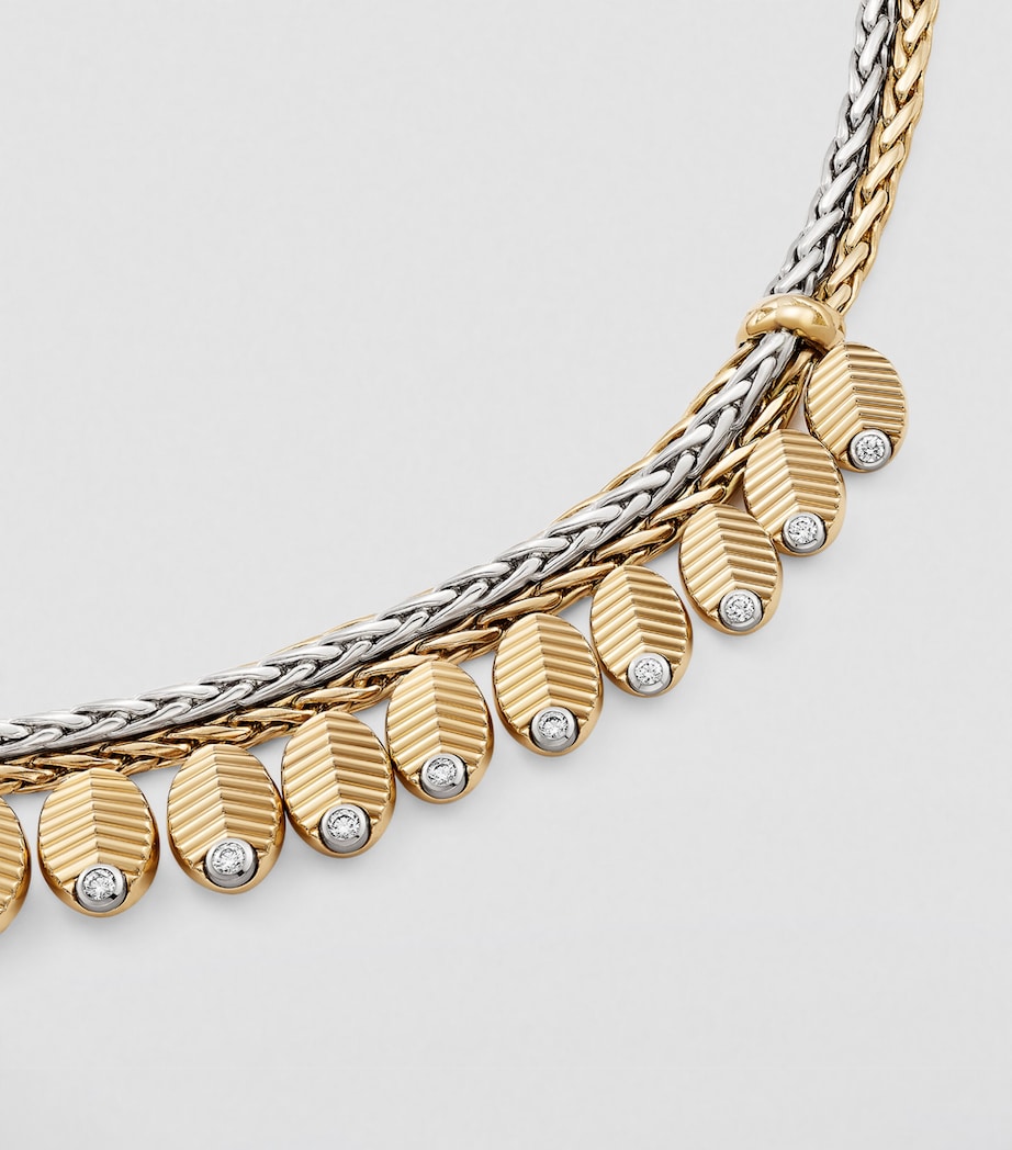 Yellow Gold, White Gold and Diamond Grain de Café Necklace YELLOW GOLD Image 6