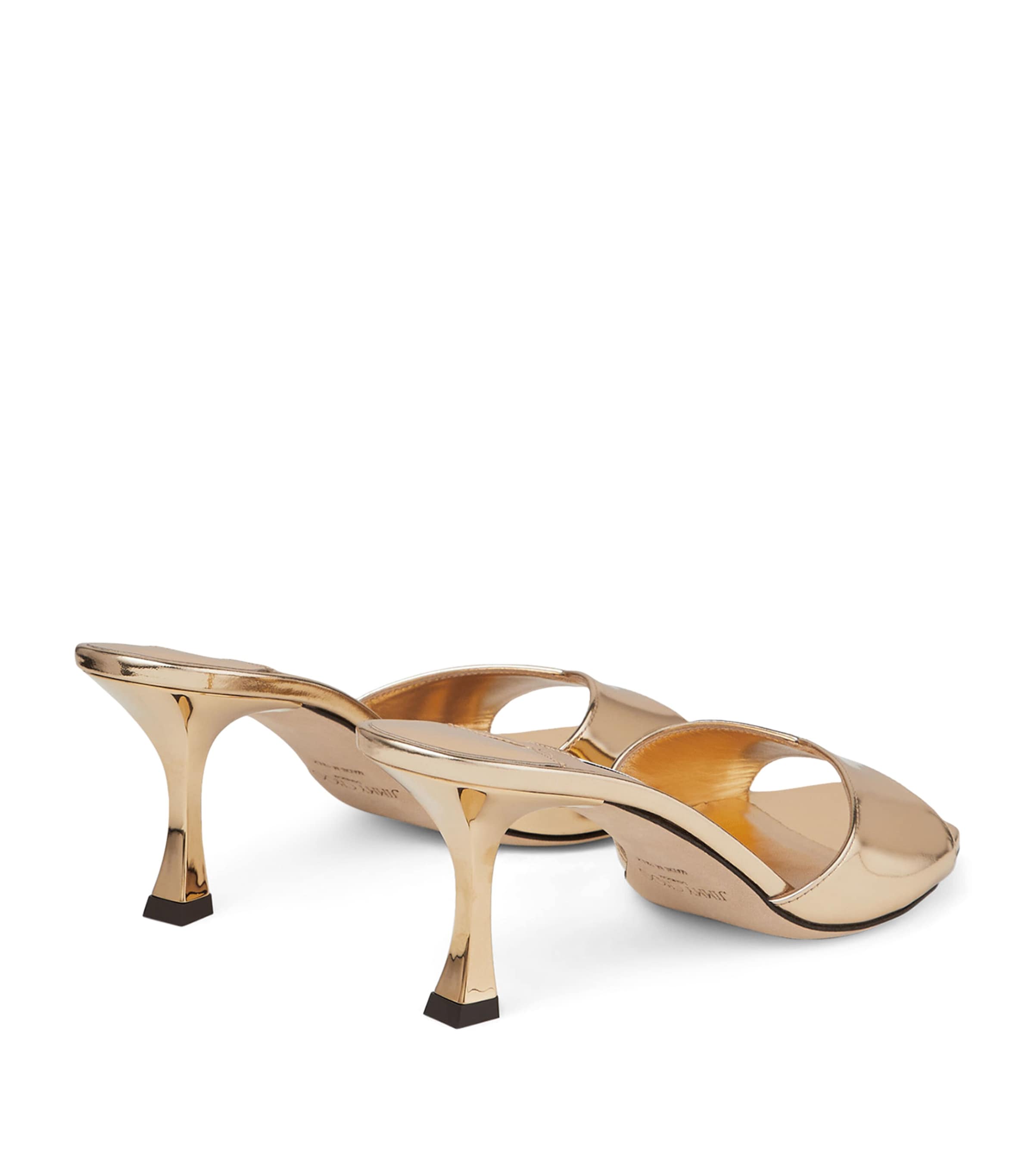 【Jimmy Choo】Skye メタリックレザーミュール ＊送料関税込 Jimmy Choo Skye 70 Metallic Leather Mules | Harrods US